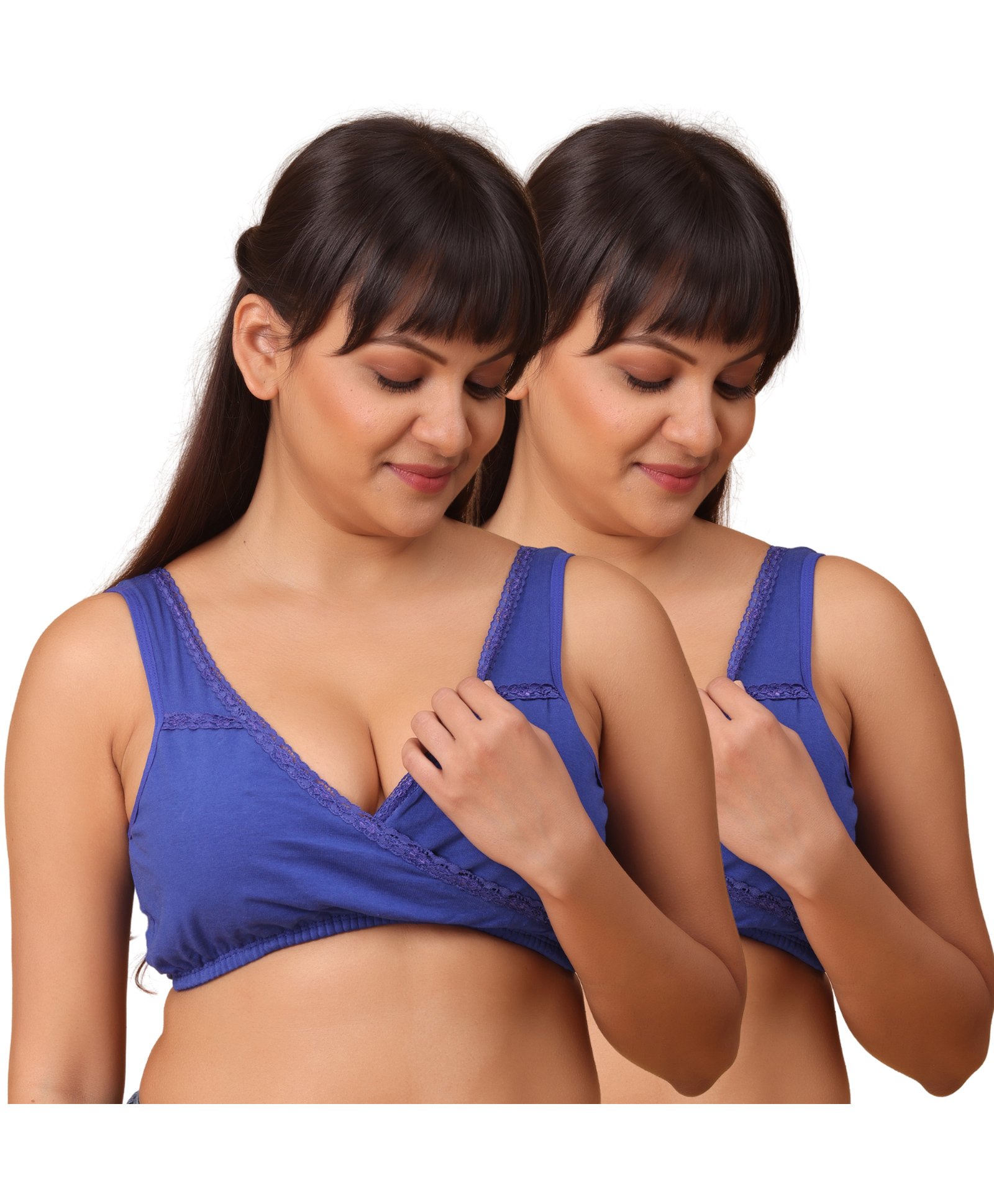 Morph Pack Of 2 Maternity Cotton Leakproof Sleep Nursing Bra No Hooks Or Clips - Royal Blue-picture-25