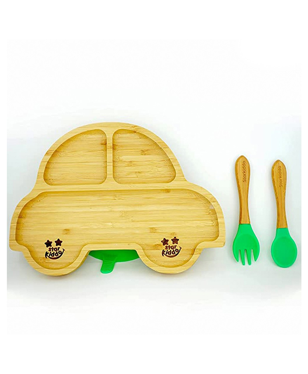 Starkiddo Racer Bamboo Suction Plate and Learning Weaning Set - Green-picture-16