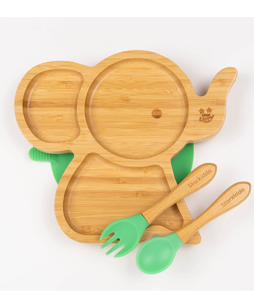 Starkiddo Tusker Bamboo Suction Plate and Learning Weaning Set - Green-picture-26