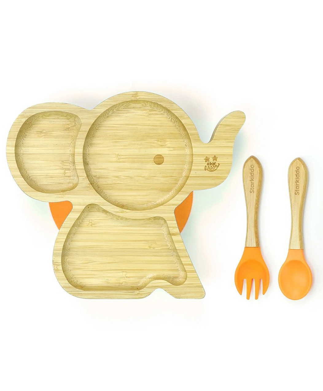 Starkiddo Tusker Bamboo Suction Plate and Learning Weaning Set - Orange-picture-20
