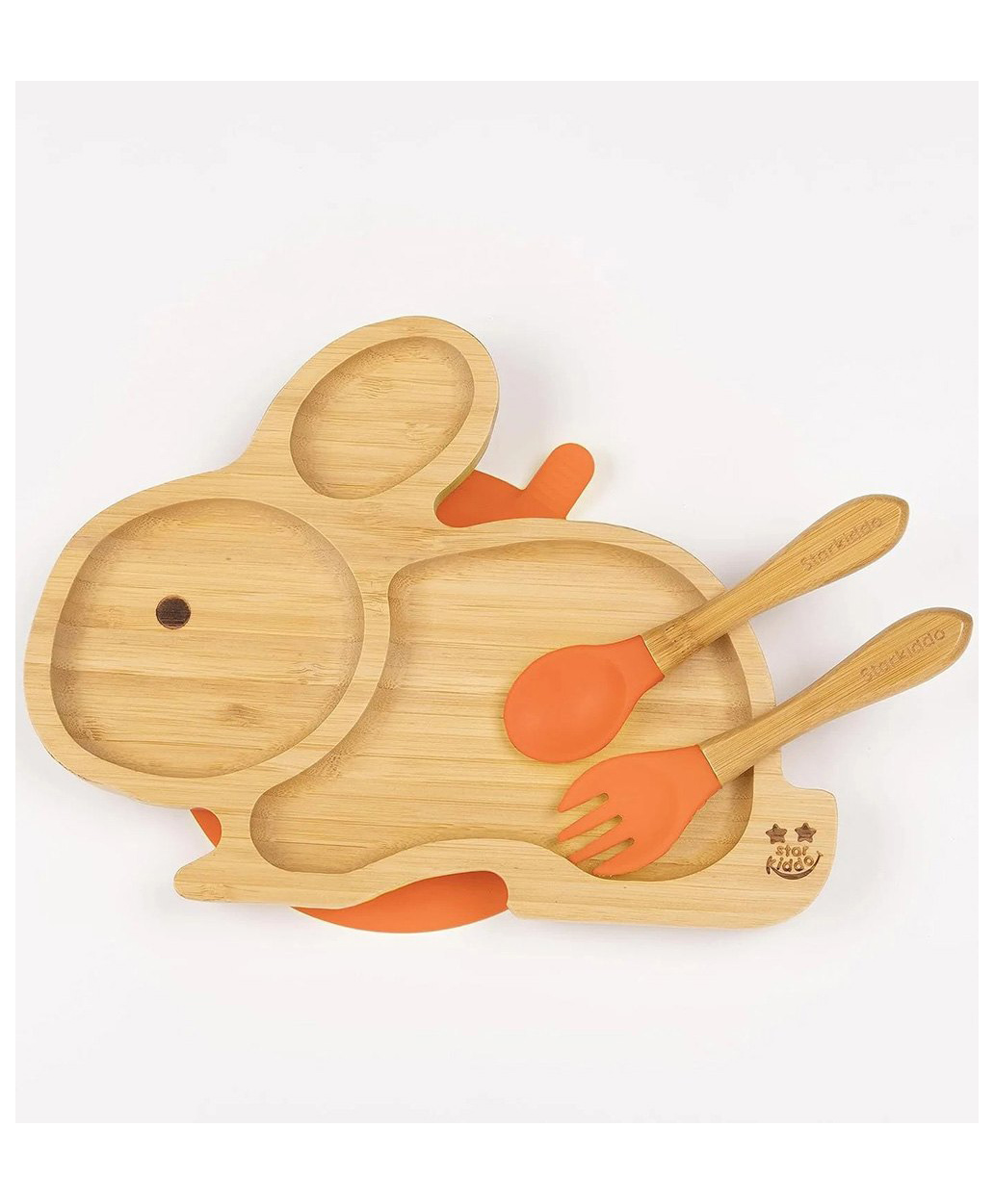 Starkiddo Rabbit Bamboo Suction Plate and Learning Weaning Set - Orange-image-10