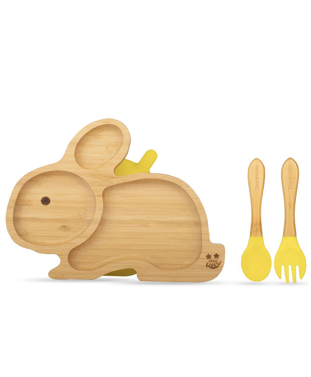 Starkiddo Rabbit Bamboo Suction Plate and Learning Weaning Set - Yellow-image-42