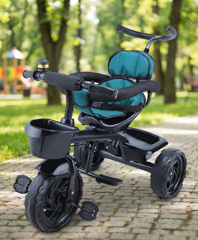 JoyRide Learn To Ride  Stalwart Plug N Play Tricycle With Safety Harness Parental Handle & Seat Cover - Green-picture-18