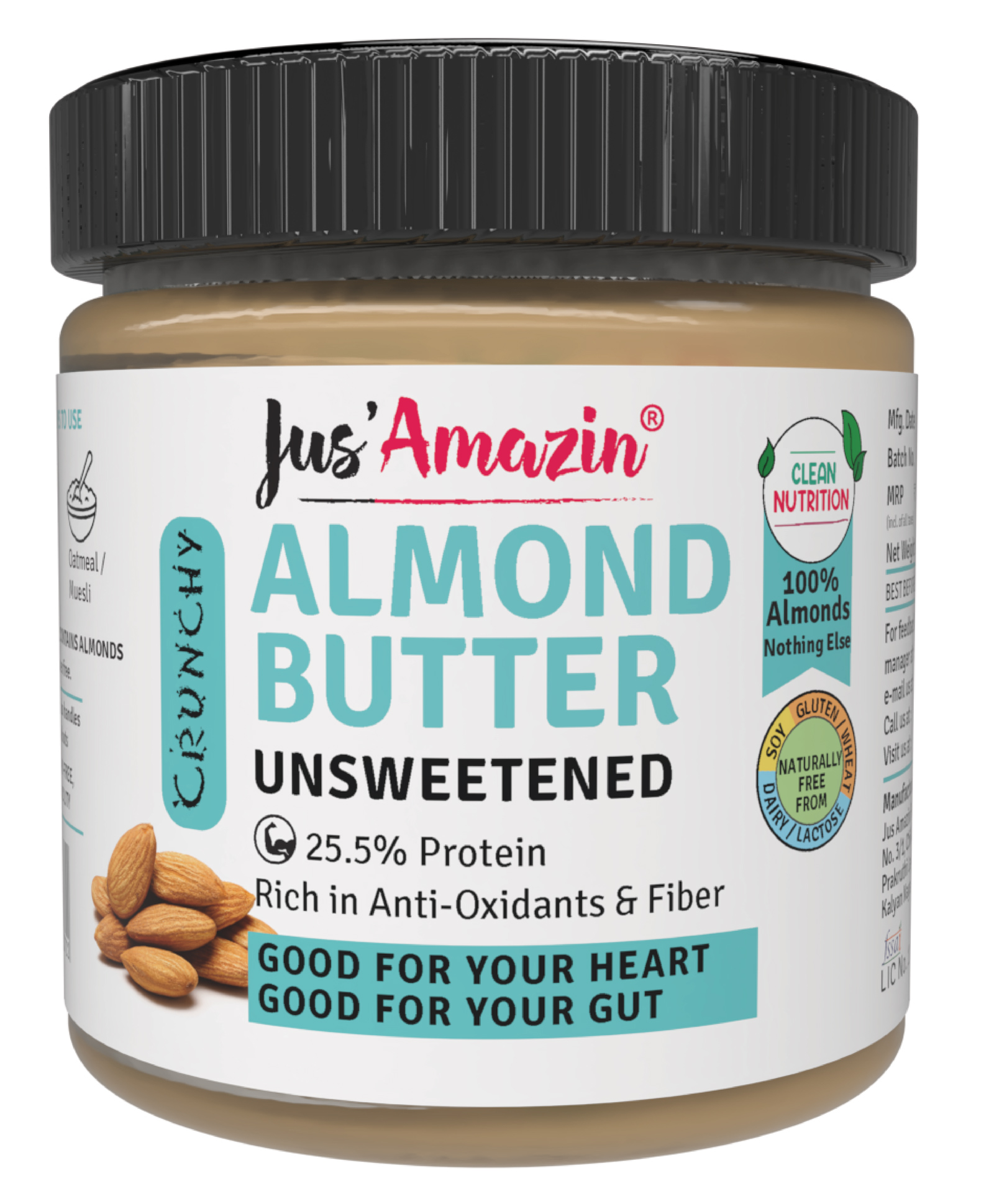 Jus Amazin Crunchy Unsweetened Almond Butter - 200 g-image-4