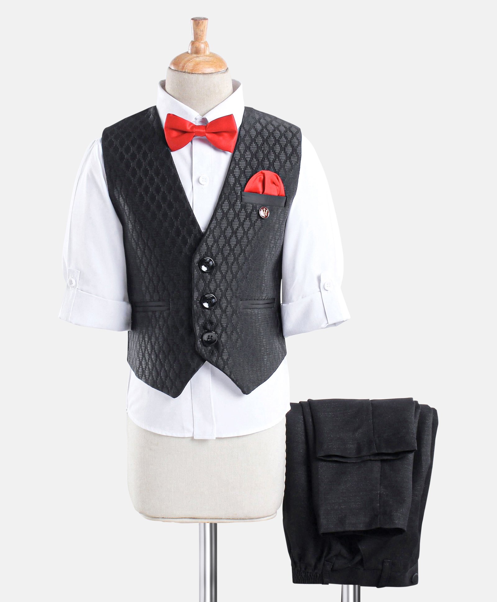 Robo Fry Full Sleeves Solid Party Suit With Bow- Black-picture-12