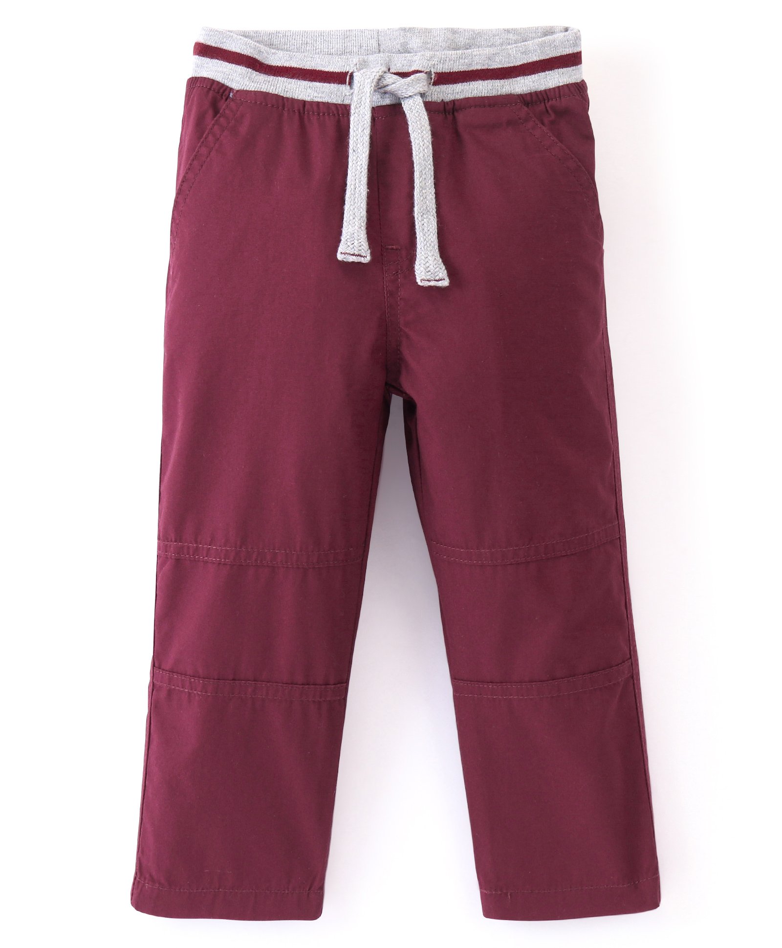 Babyhug Full Length Cotton Trousers Solid - Maroon-picture-17