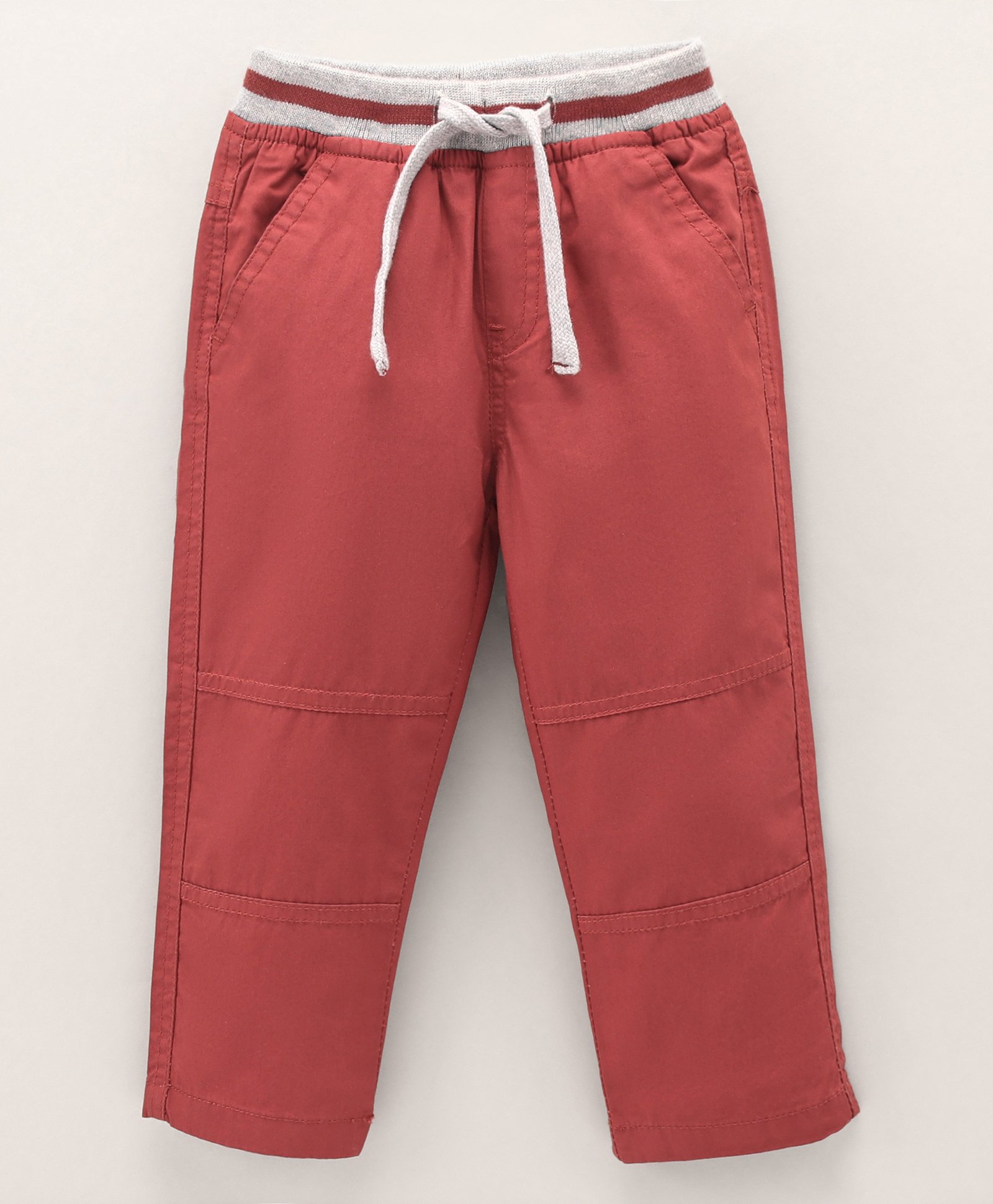 Babyhug Full Length Cotton Trousers Solid - Red-image-37