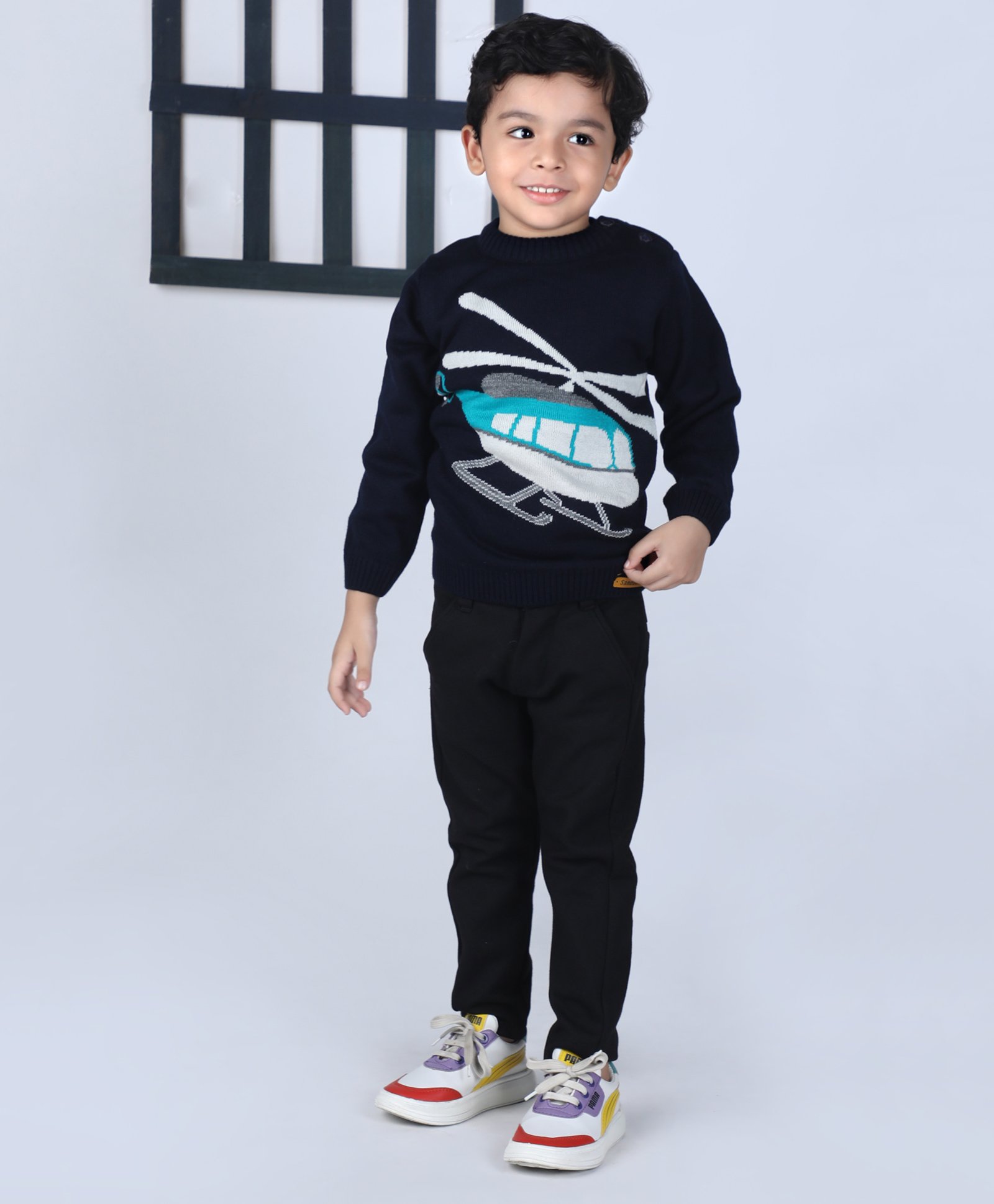 The Sandbox Clothing Co Full Sleeves Helicopter Design Sweater - Navy Blue-image-49