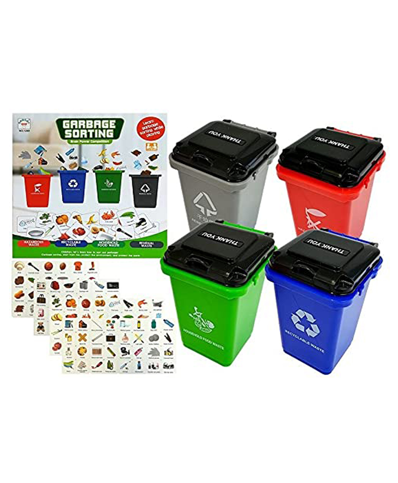 AKN Toys Garbage Classification Trash Sorting Puzzle Game with Trash Can Cards Interactive Non-Toxic Intelligence Development for Kids Preschool Educational Learning Toys for Kids - Multicolor-image-32
