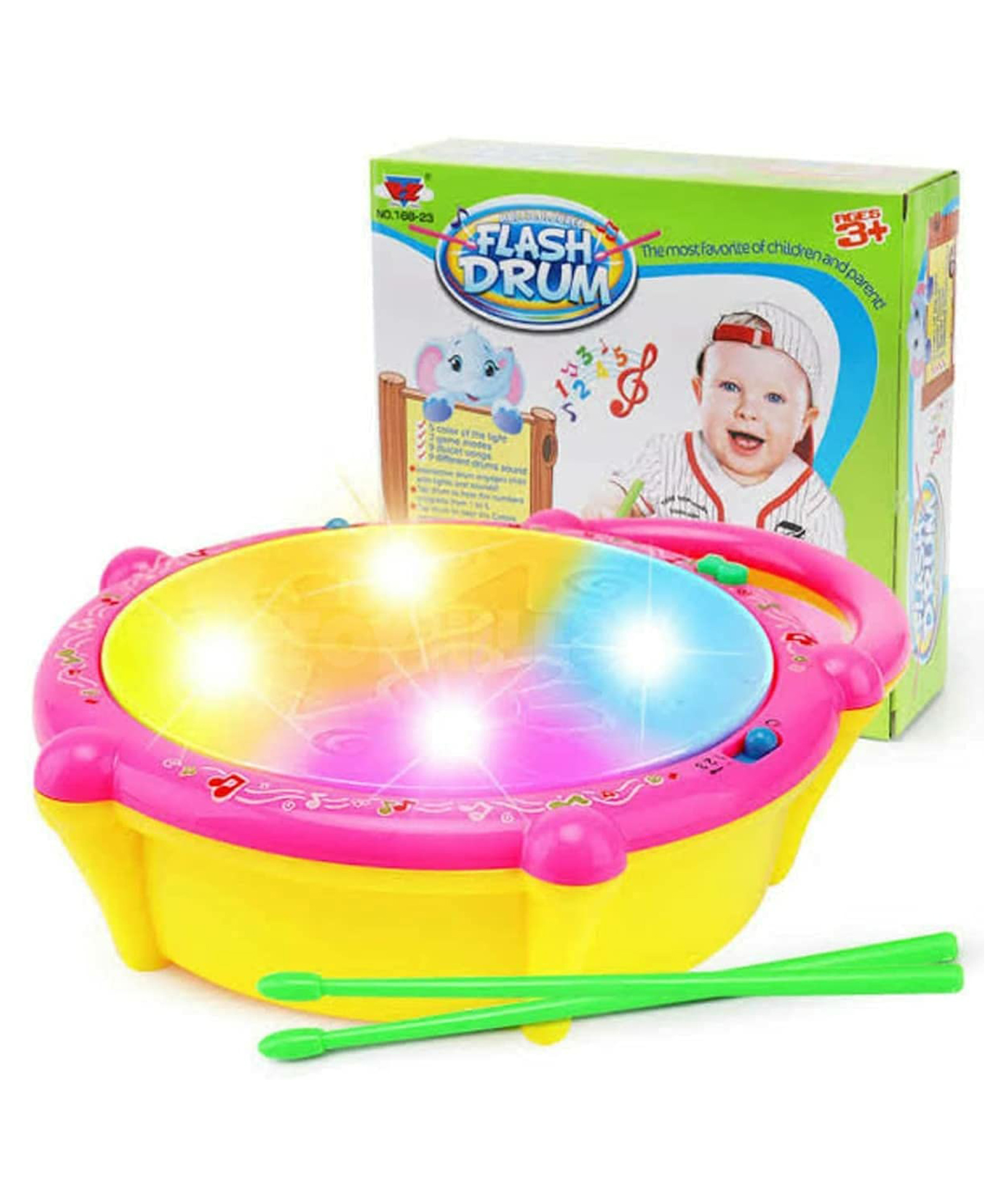 AKN Toys Flash Drum Toys for Kids with Light & Musical Sound Colorful Best Gift for Boys & Girls - Multicolor-image-31