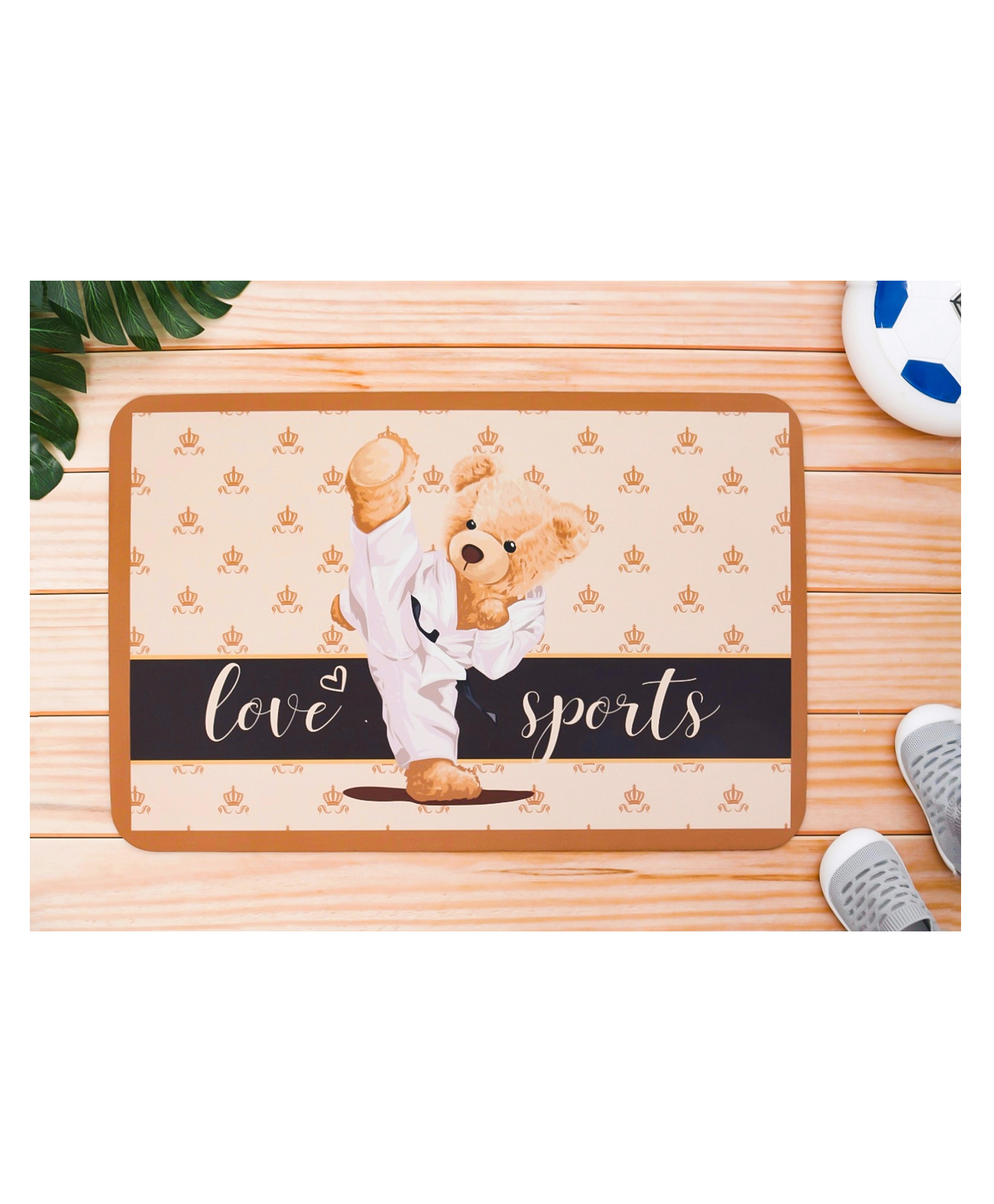 Yellow Bee Love Sports Teddy Print Door Mat  Beige-picture-20