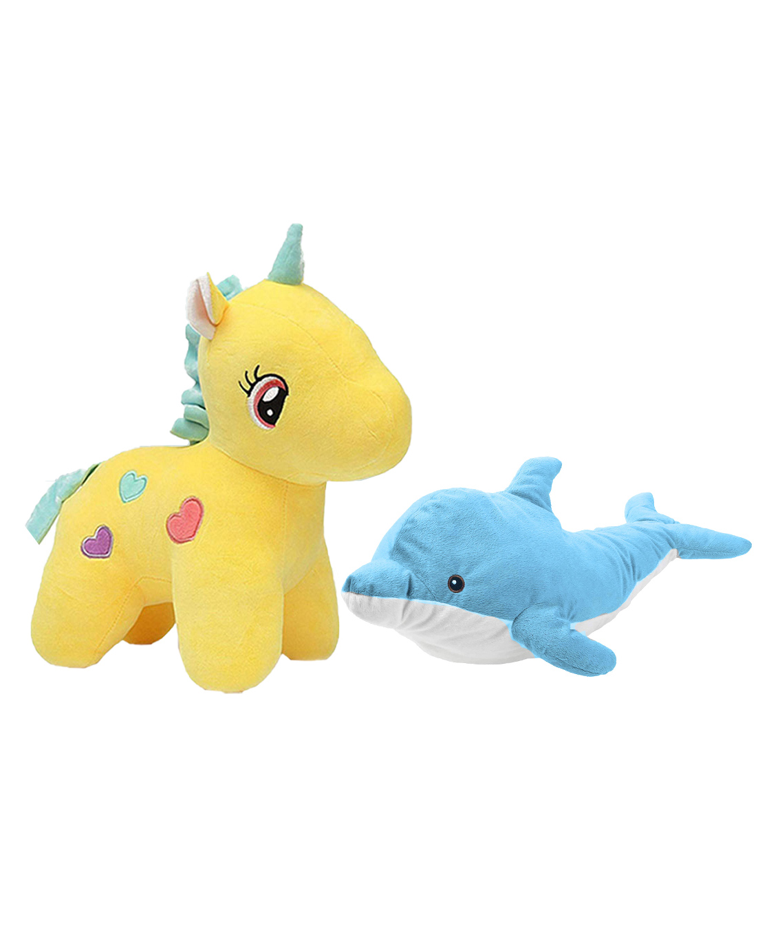 Toyingly Unicorn With Fish Soft Stuffed Toy Yellow Blue - Height 50 cm-picture-12