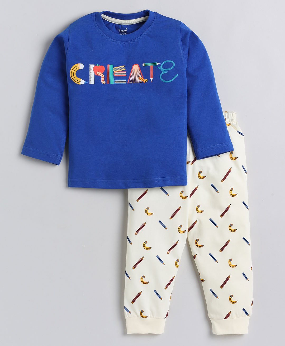 TOONYPORT Full Sleeves Stationery Theme Create Printed Sweatshirt And Sweatpants Set - Blue-image-39