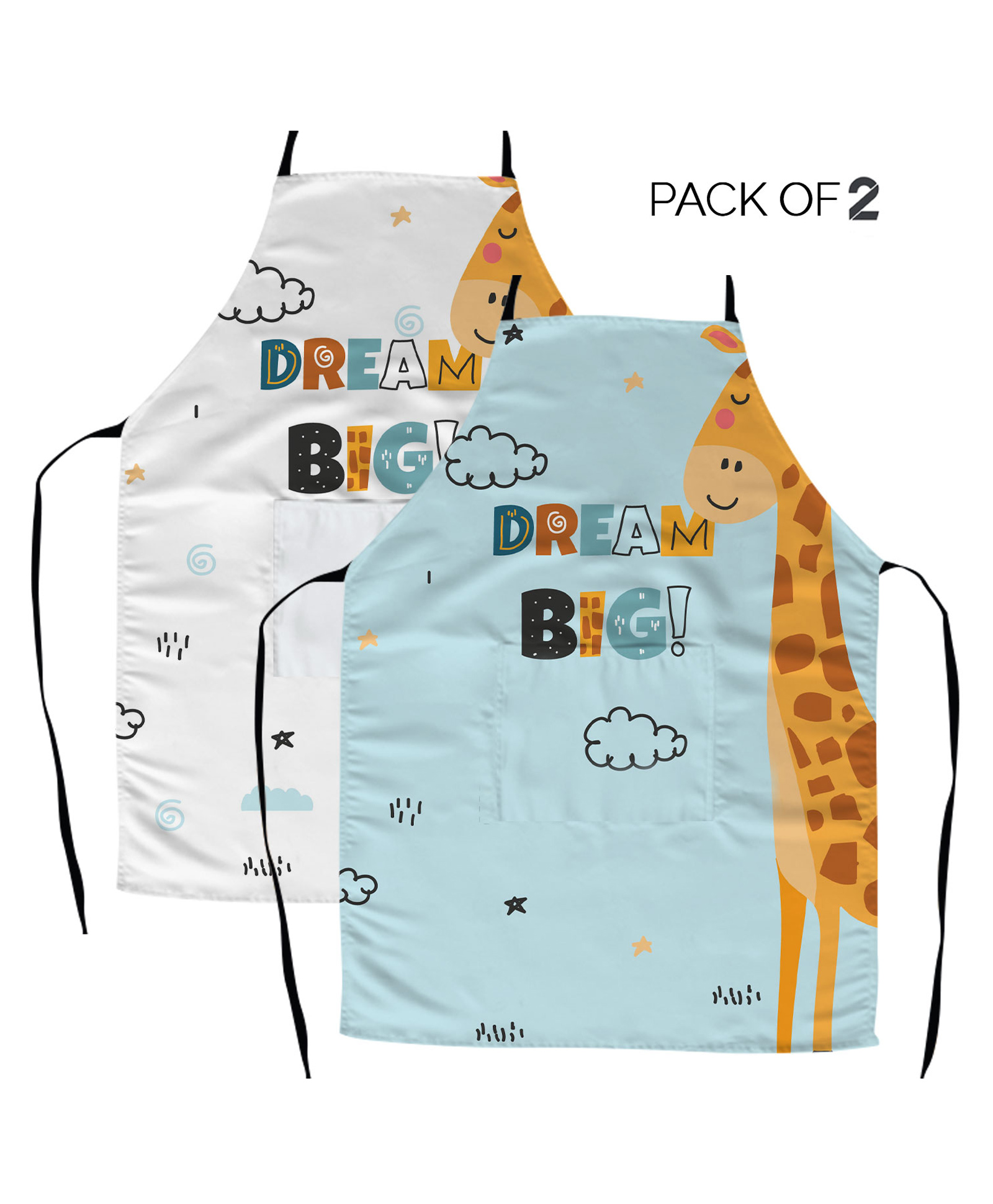 Right Gifting Satin Apron For Kids With Adjustable Waist & Centre Pocket Pack of 2- Multicolor-picture-5