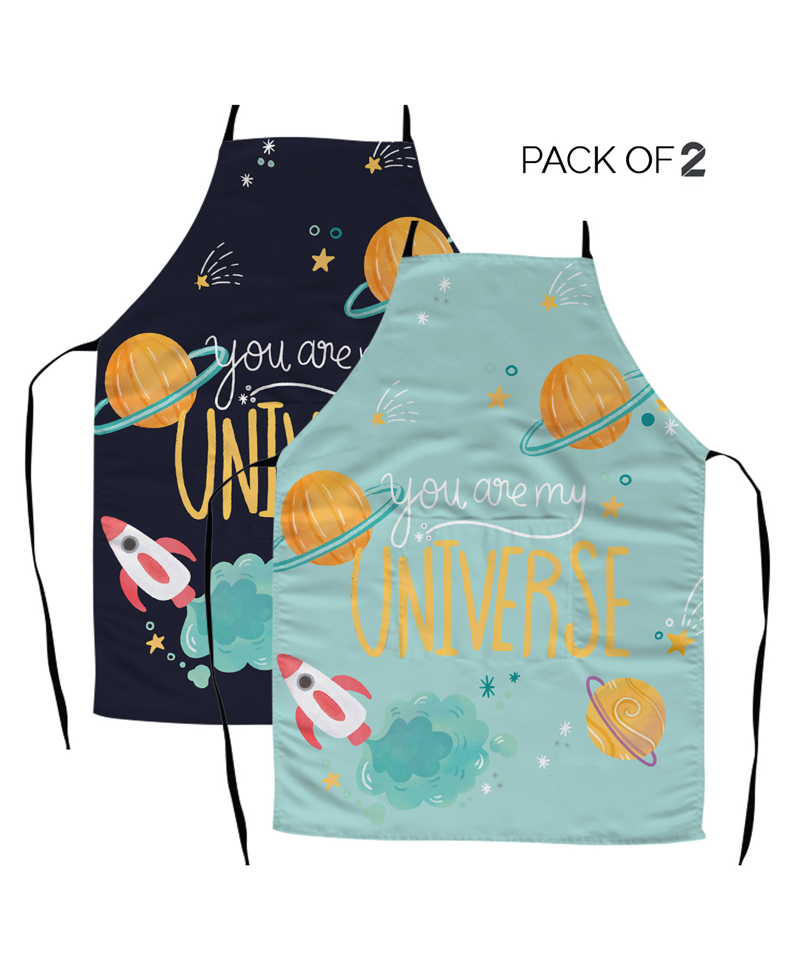 Right Gifting Satin Apron For Kids With Adjustable Waist & Centre Pocket Pack of 2- Multicolor-picture-11