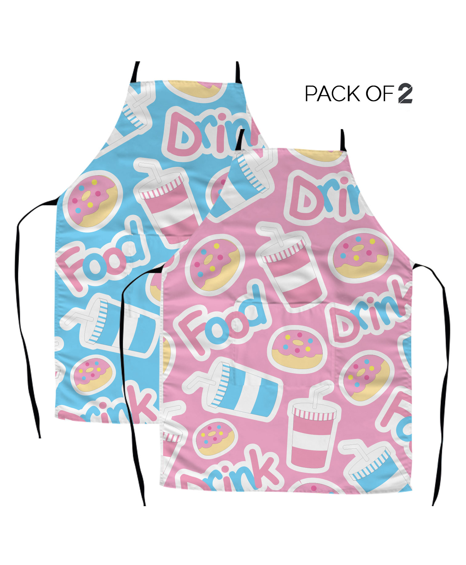 Right Gifting Satin Apron For Kids With Adjustable Waist & Centre Pocket Pack of 2- Multicolor-picture-33