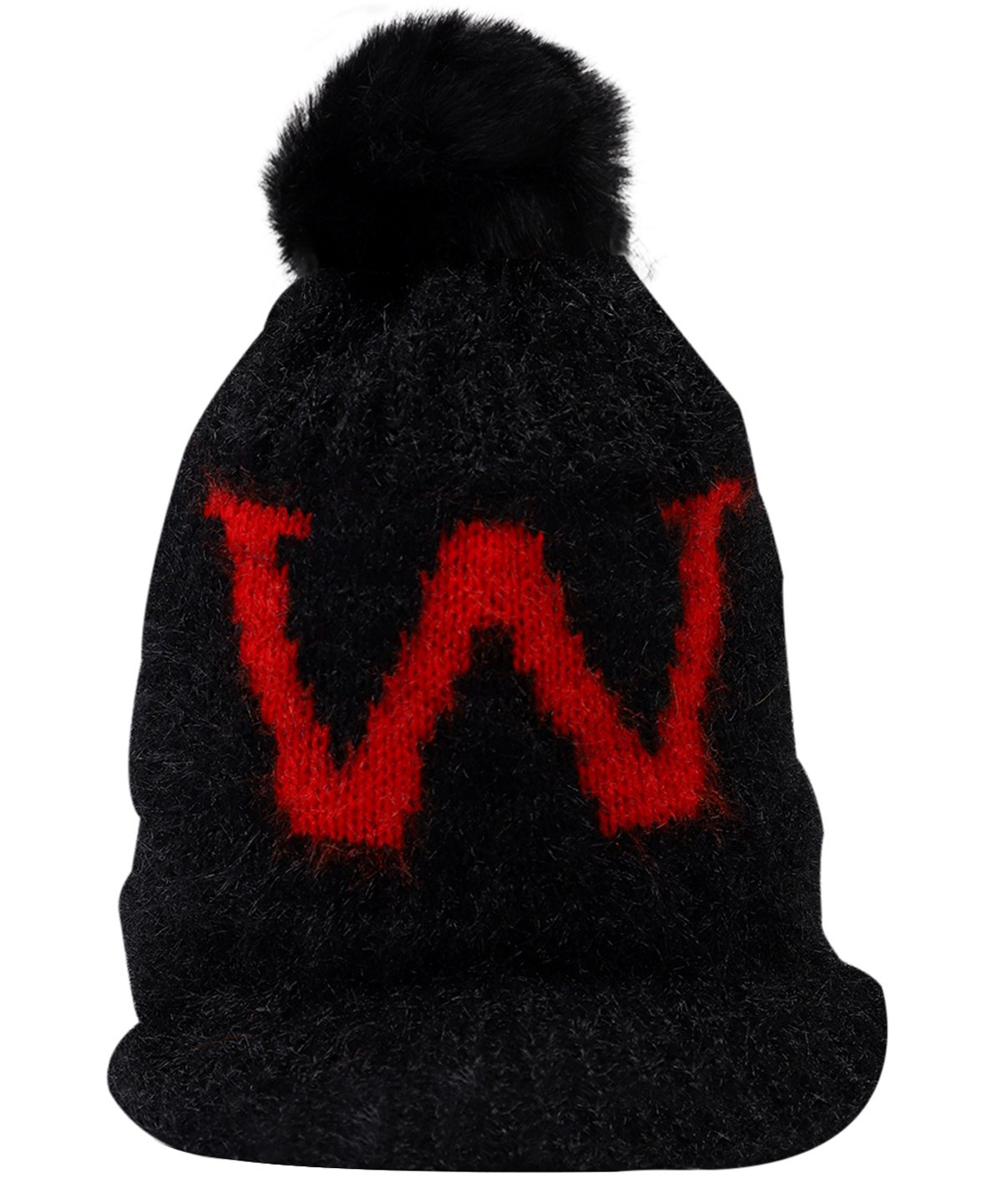 Kid-O-World W Embroidered Woollen Bobble Tee Cap- Black-picture-14