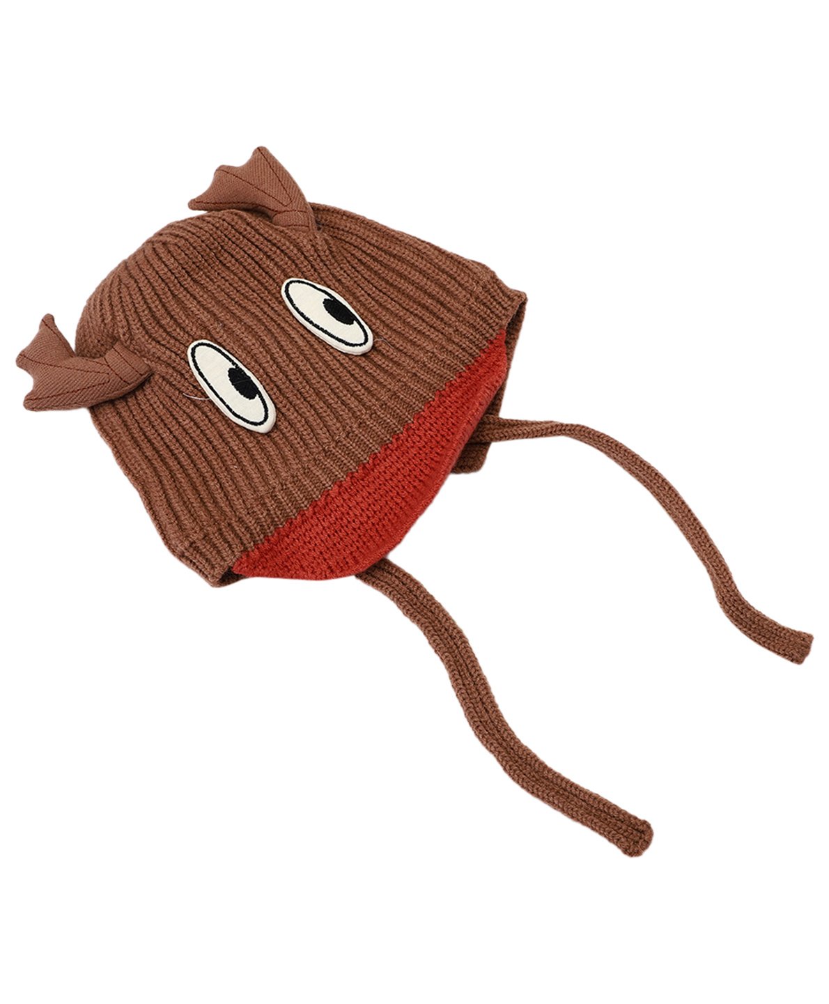 Kid-O-World Cow Eyes Patch Cap With Strings - Brown-image-16