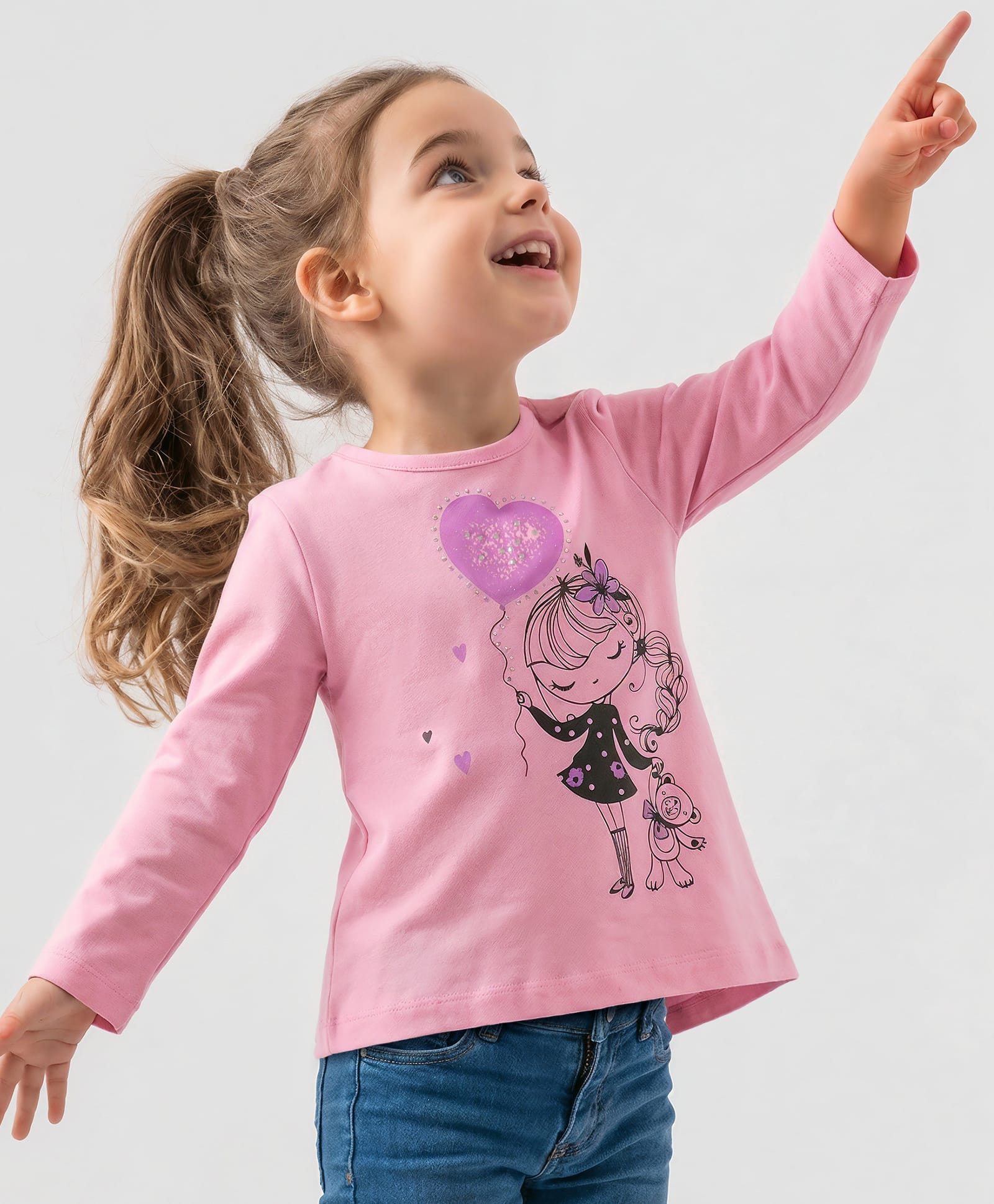 iDO Italy Cotton Full Sleeves Doll Print & Sequin T-Shirt - Pink-picture-34