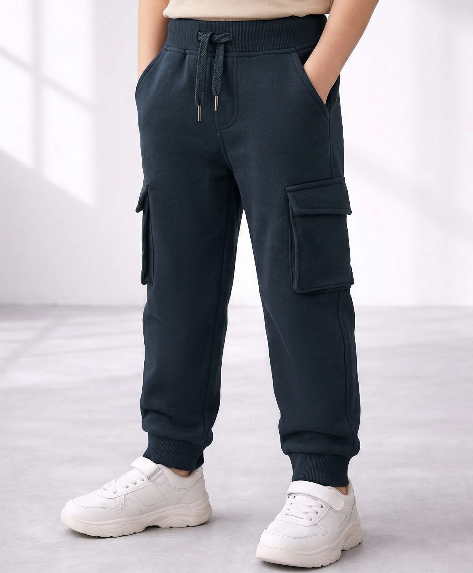 iDO Italy Fleece Full Length Trouser Solid Color - Navy Blue-picture-11