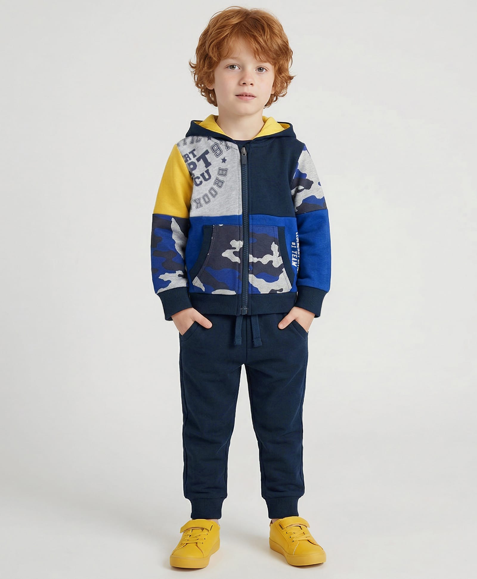 iDO Italy Fleece Full Sleeves Hooded Sweatshirt and Lounge Pant Text Print - Blue-picture-13