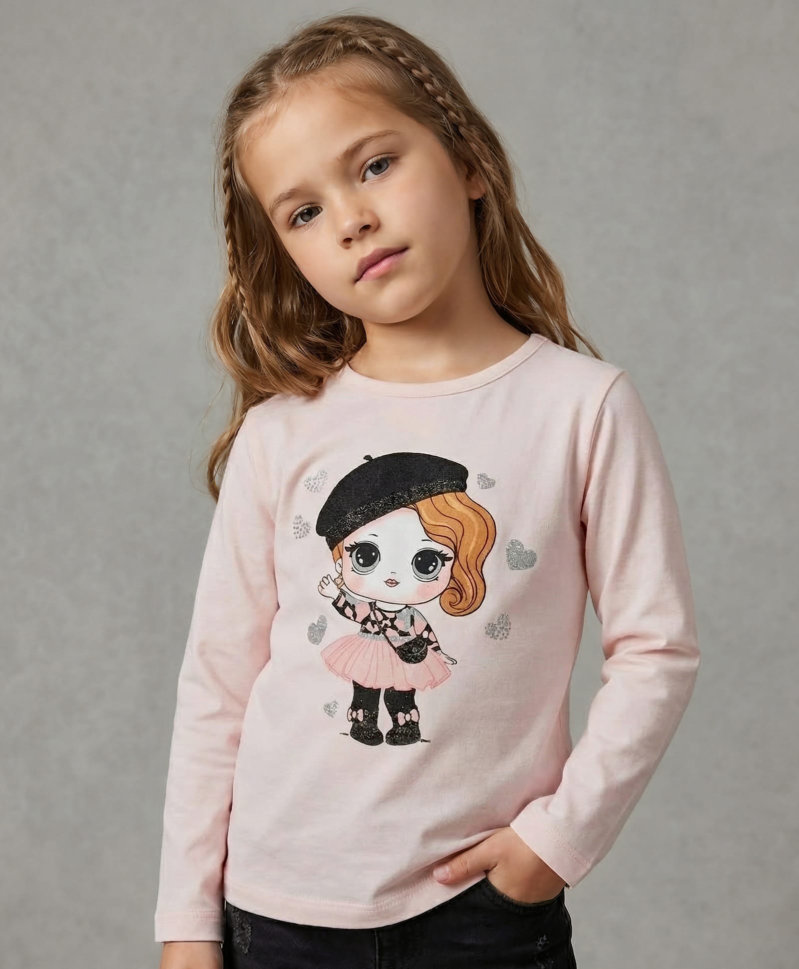 iDO Italy Cotton Full Sleeves Doll Print T-shirt - Pink-picture-28