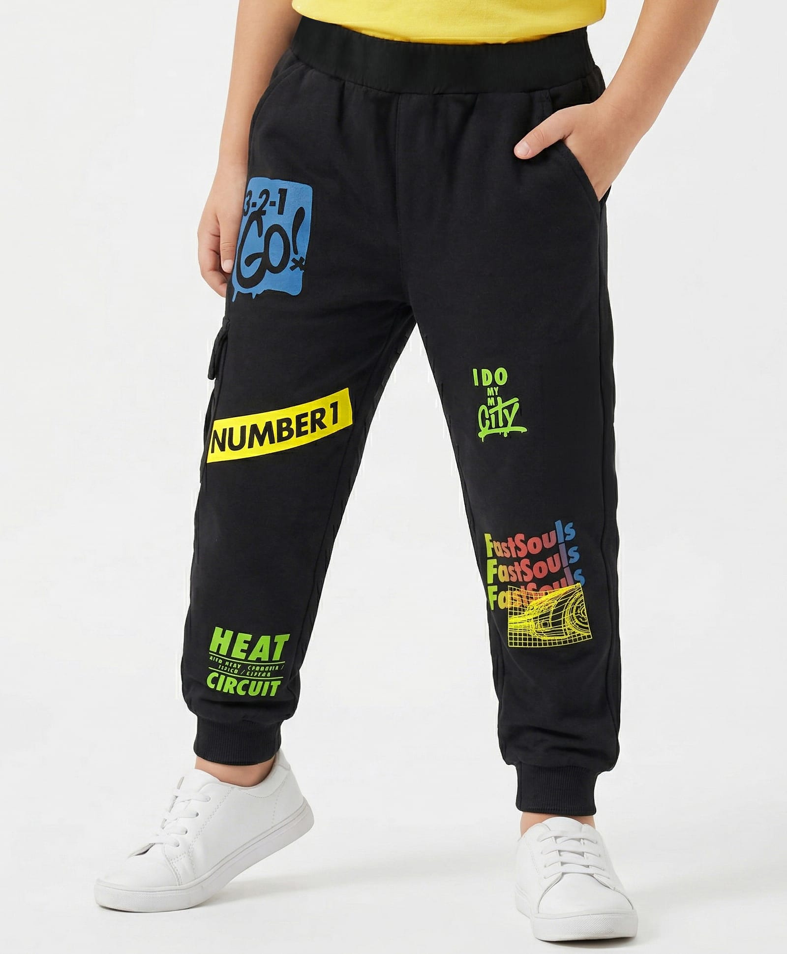 iDO Italy Fleece Full Length Trouser Text Print - Black-picture-21