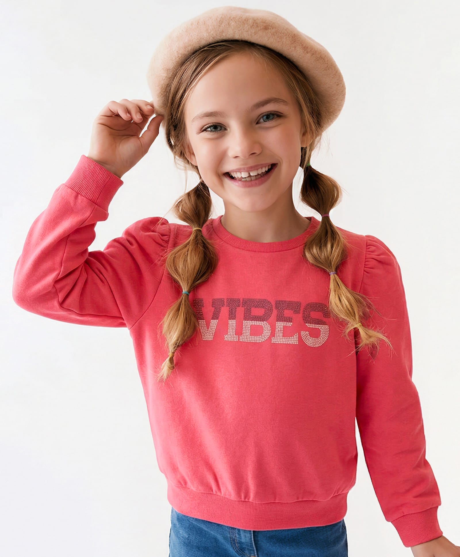 iDO Italy Cotton Full Sleeves Sweatshirt Vibes Printed - Pink-picture-35