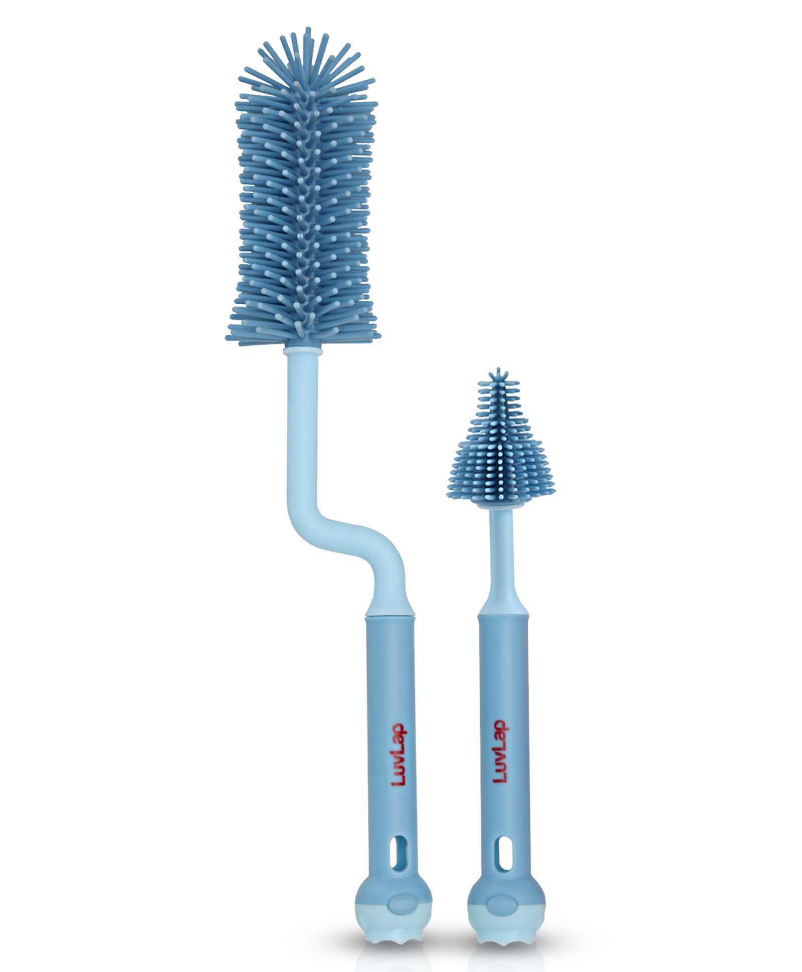 LuvLap 360 Degree Movable Silicone Bristle Bottle Brush Pack Of 2 - Blue