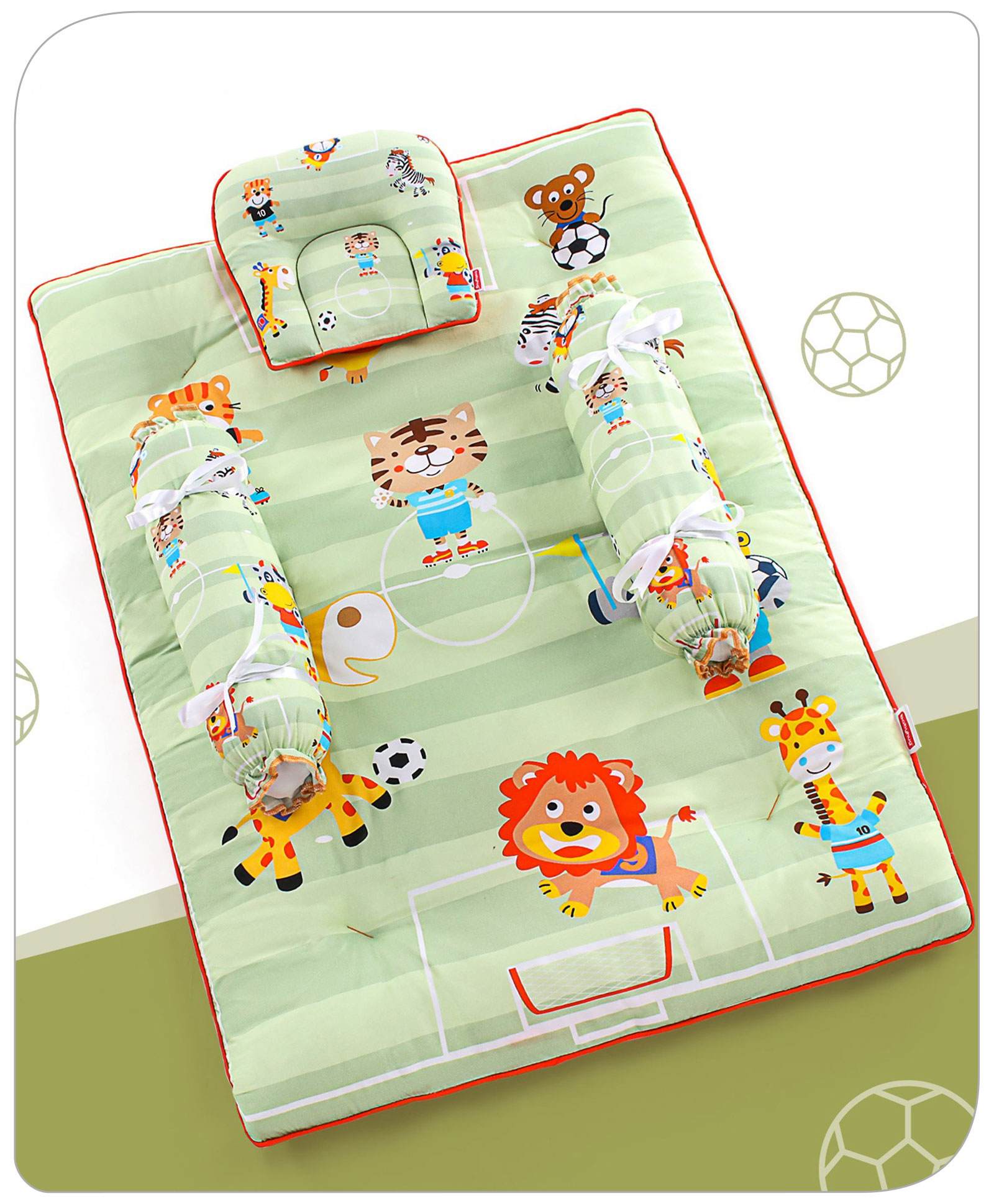 Babyhug Cotton Gadda Set Soccer Print - Green-picture-28