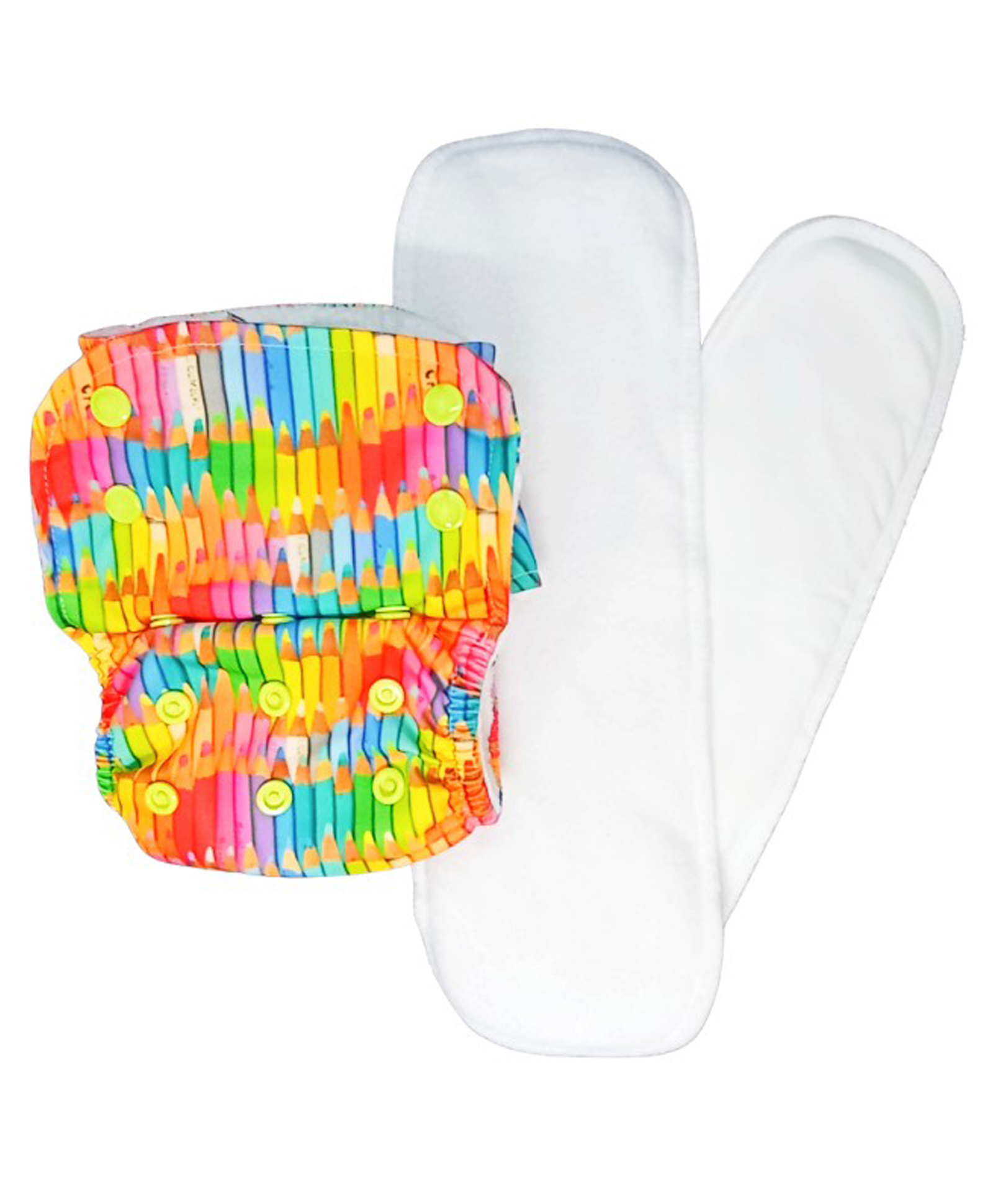 Kindermum Colourful Art Nano AIO Cloth Diaper with 2 organic cotton inserts- Multicolour-picture-28
