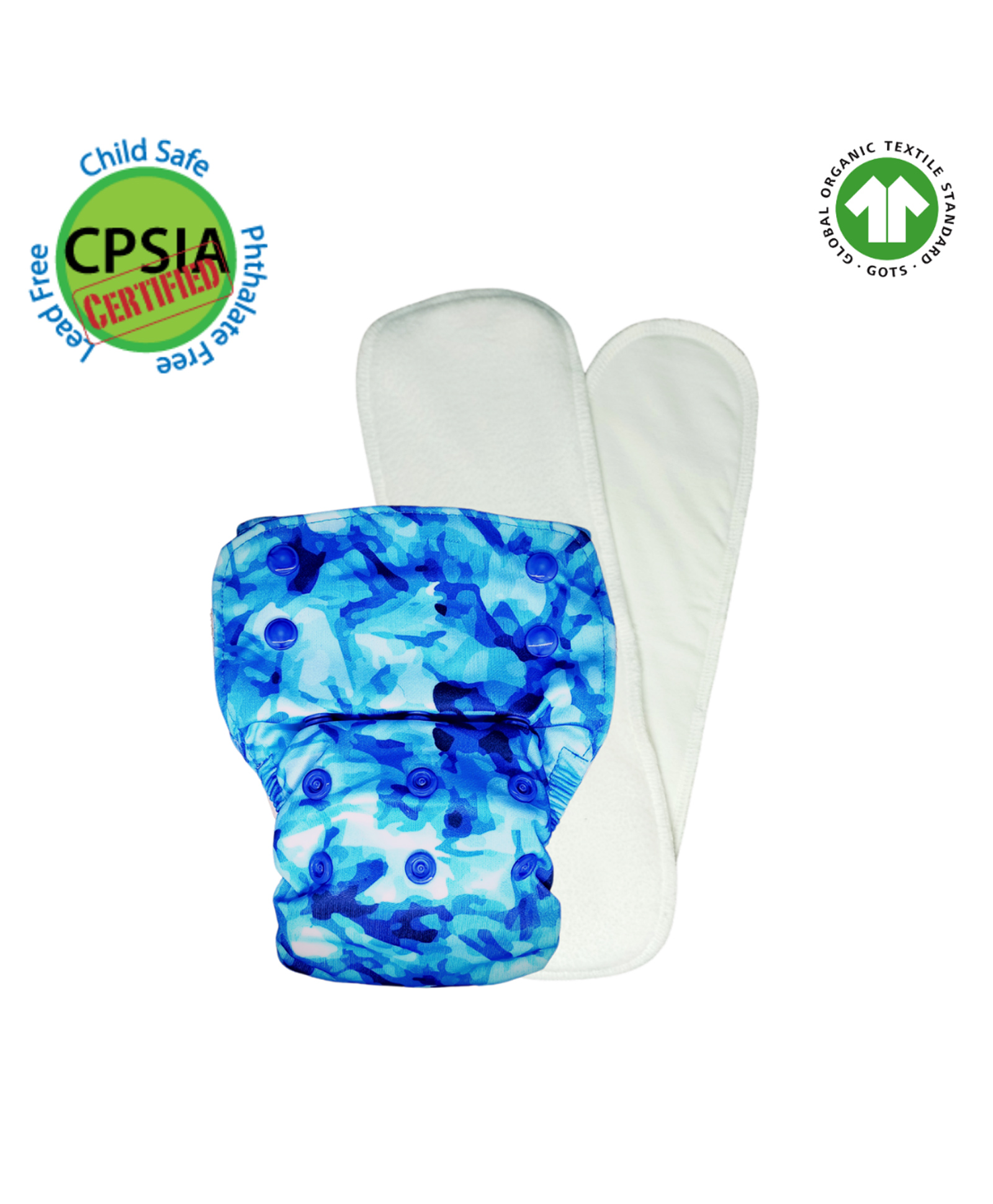 kindermum Kindermum- Aqua - Nano AIO Cloth Diaper with 2 organic cloth  inserts- Blue-picture-29