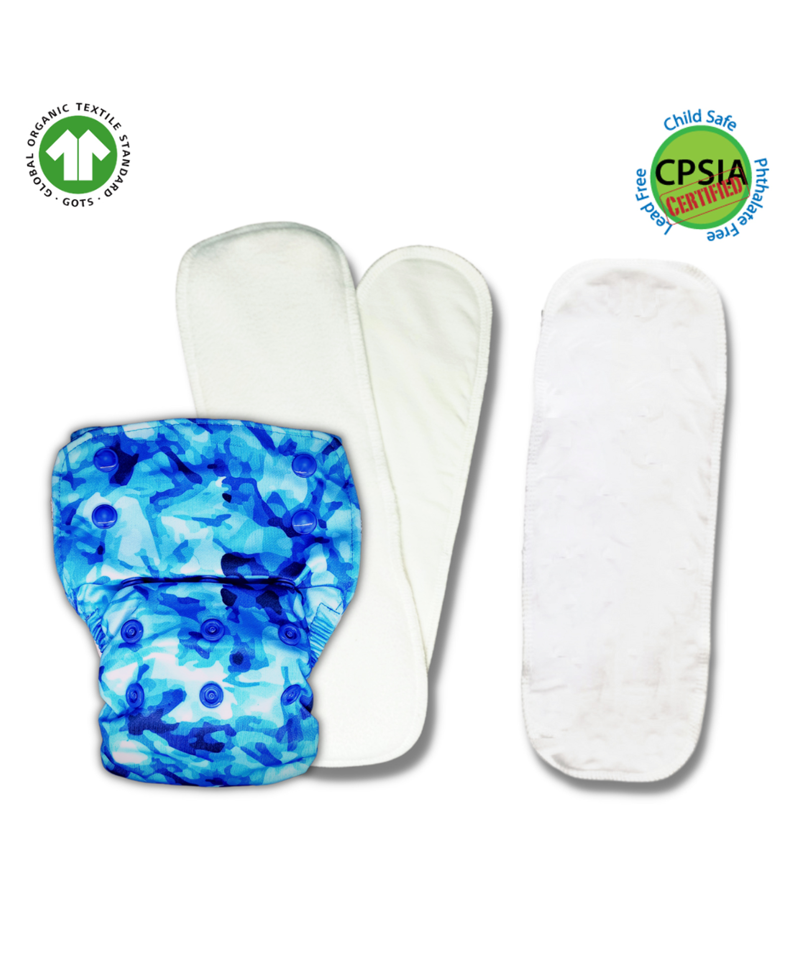Kindermum Aqua Nano Pro Aio Cloth Diaper With 2 Organic Inserts and Power Booster -  Blue-picture-17