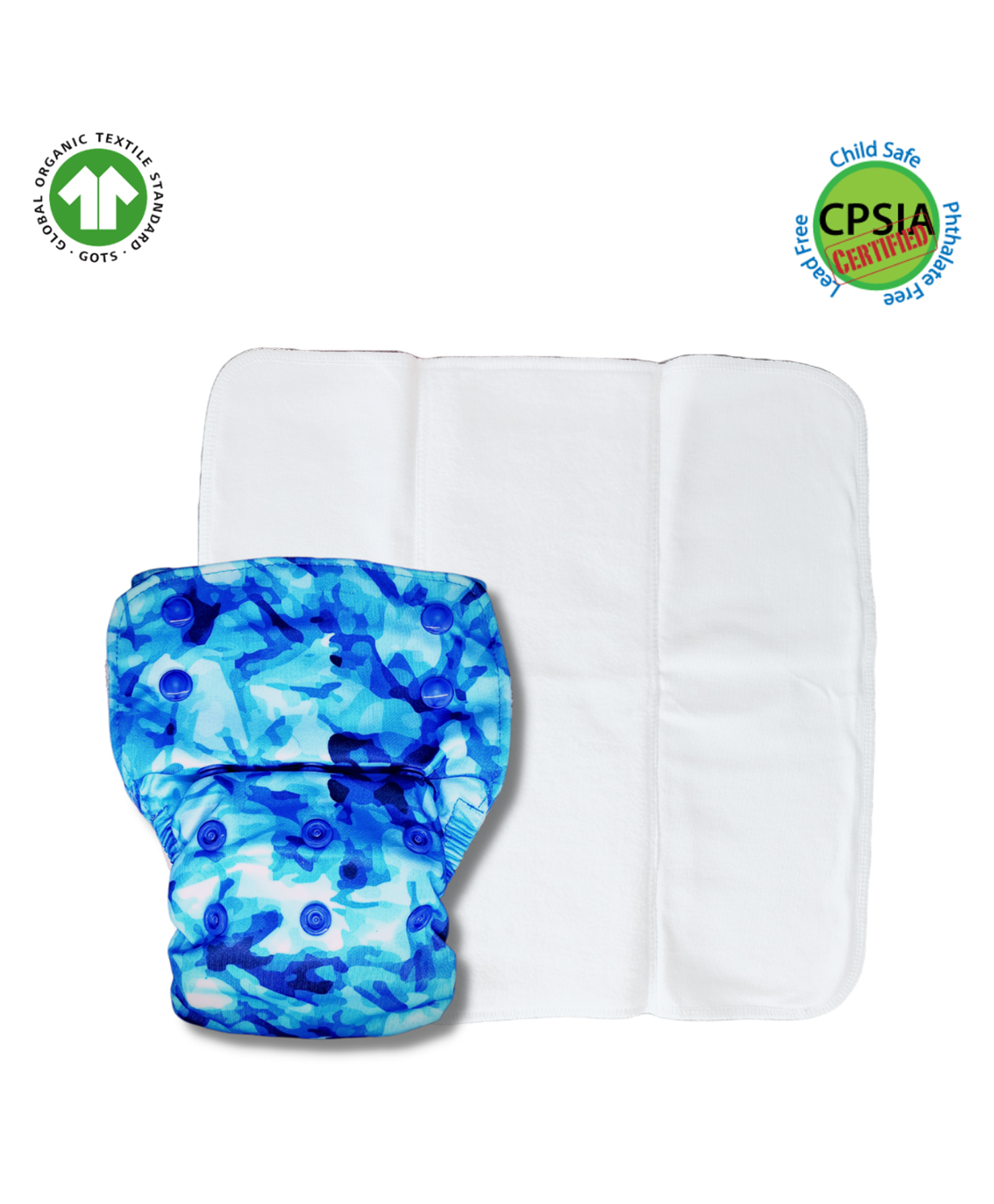 Kindermum Aqua Lite Cloth Diaper With Quick Dry Organic Cotton Insert- Blue-picture-18