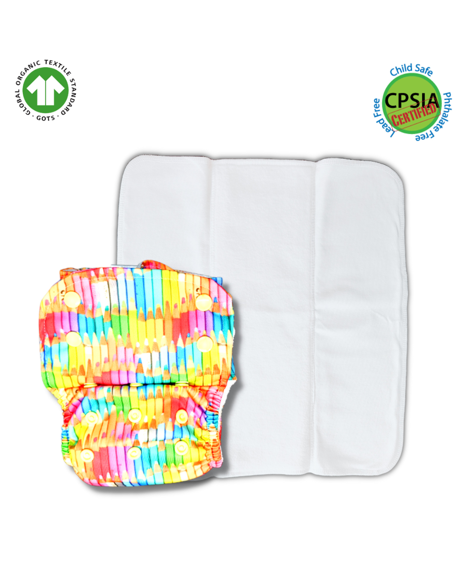 Kindermum Colourful Art Lite Cloth Diaper With Quick Dry Organic Cotton Insert- Multicolour-picture-12