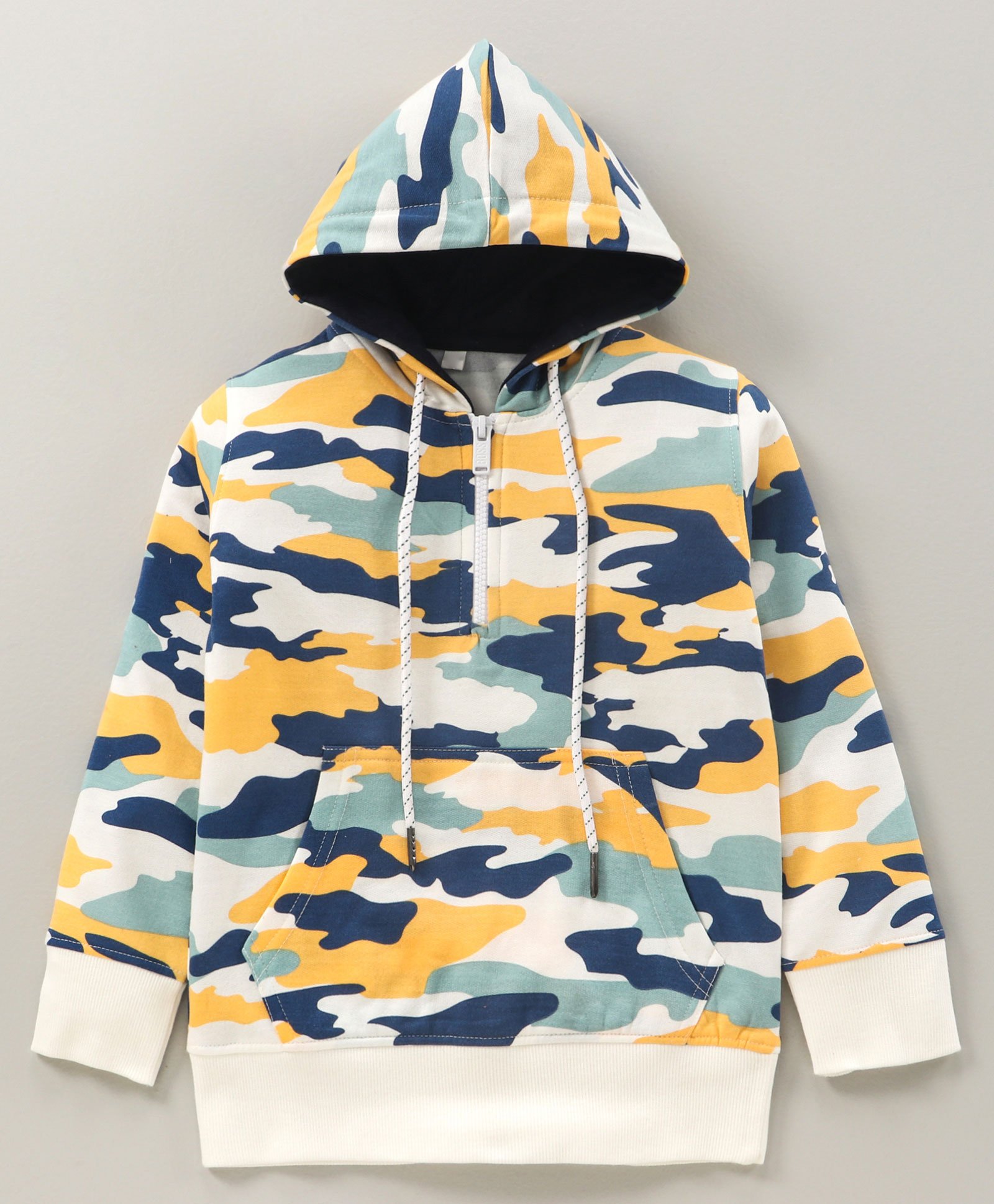 Earth Conscious Full Sleeves Seamless Camouflage Printed Hooded Fleece Sweatshirt - Multi Colour-picture-21