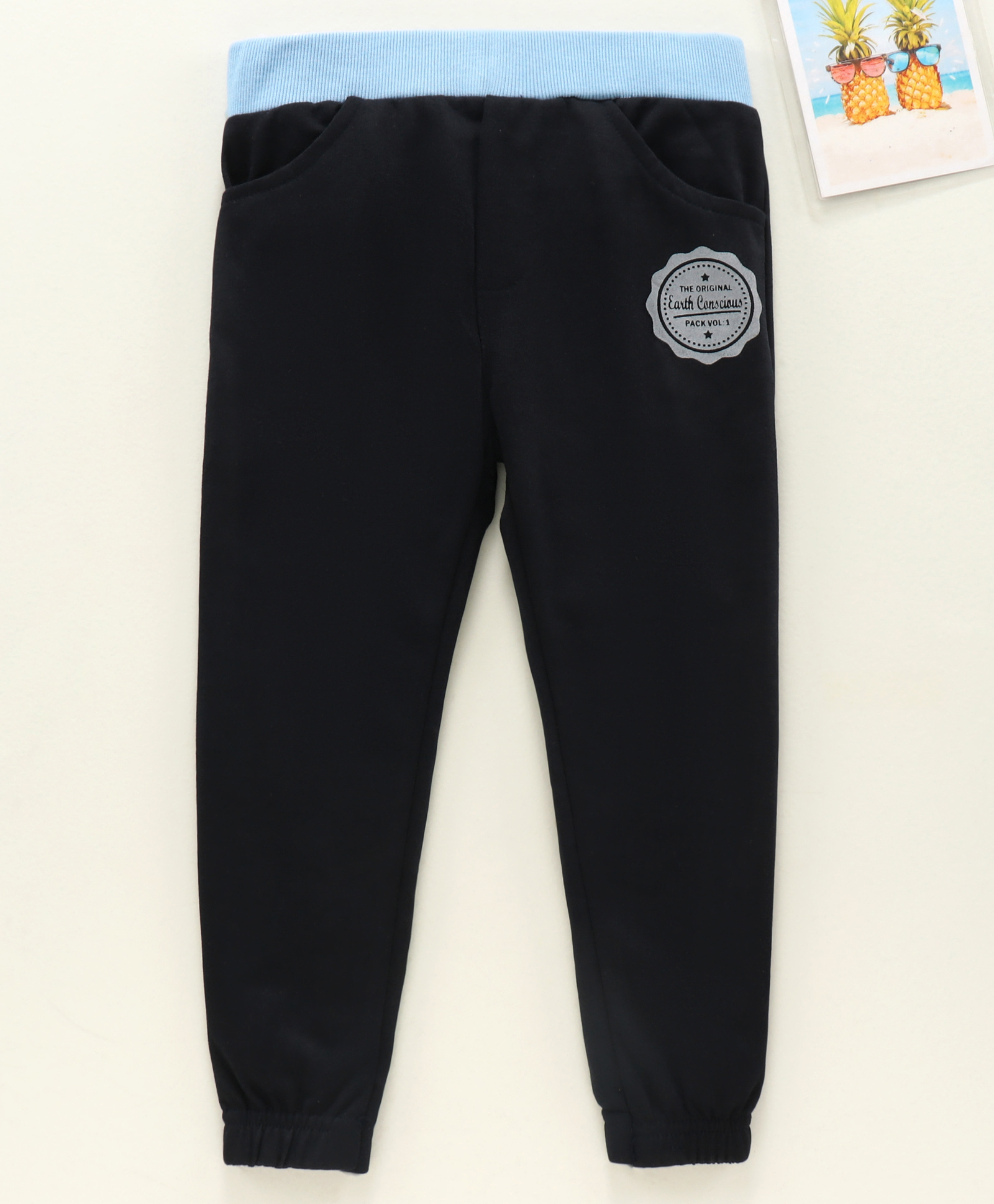 Earth Conscious Placement Printed Jogger Style Unisex Track Pant - Black & Blue-picture-25