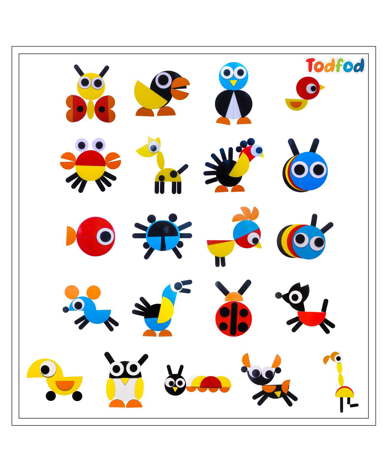 TodFod Wooden Animal Pattern Blocks Multicolor - 50 Pieces-image-21