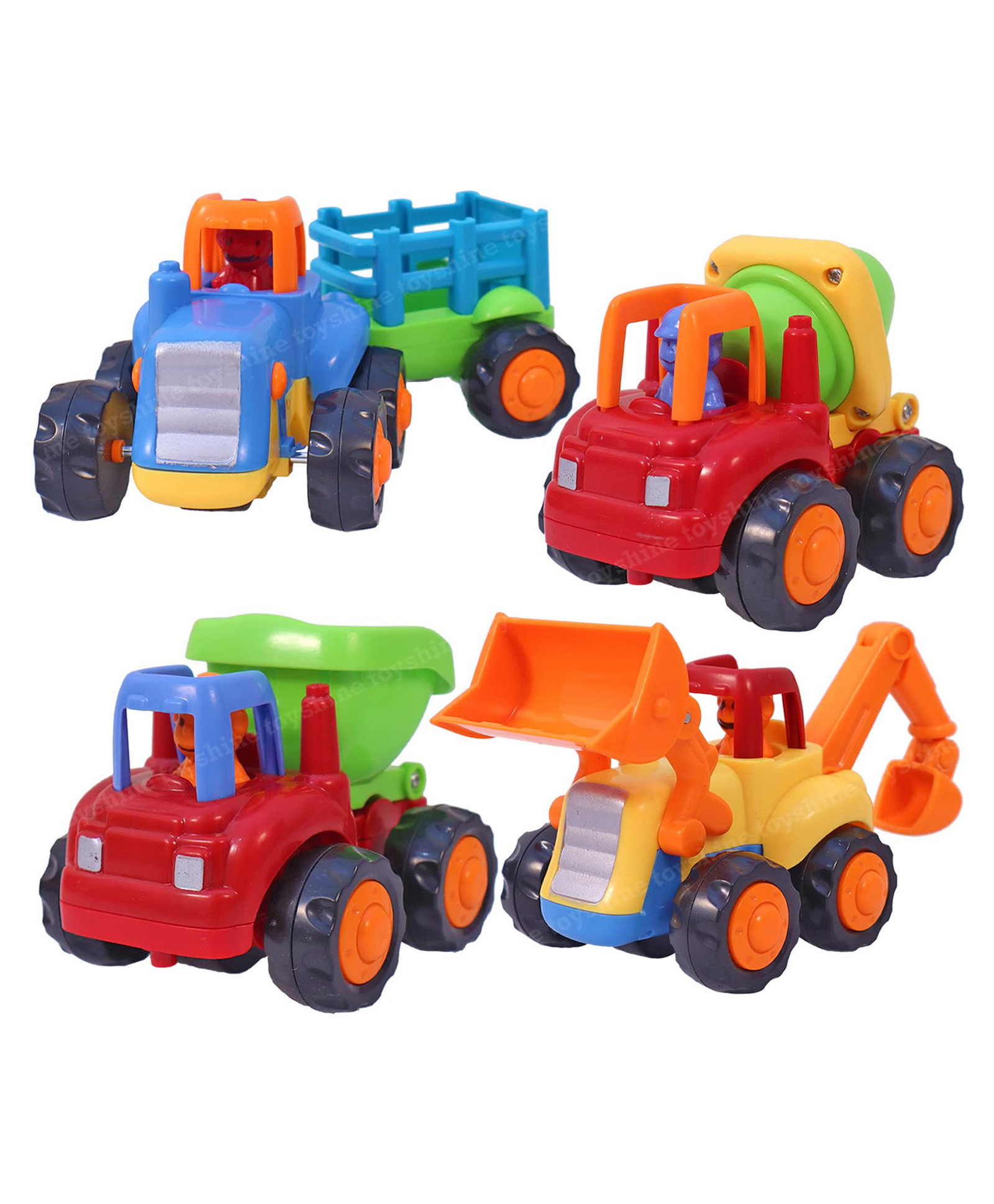 Toyshine Unbreakable Automobile Car Friction Powered Cars Construction Push and Go Car Tractor Bulldozer Cement Mixer Truck Dumper Pack of 4 - Multicolour-picture-15