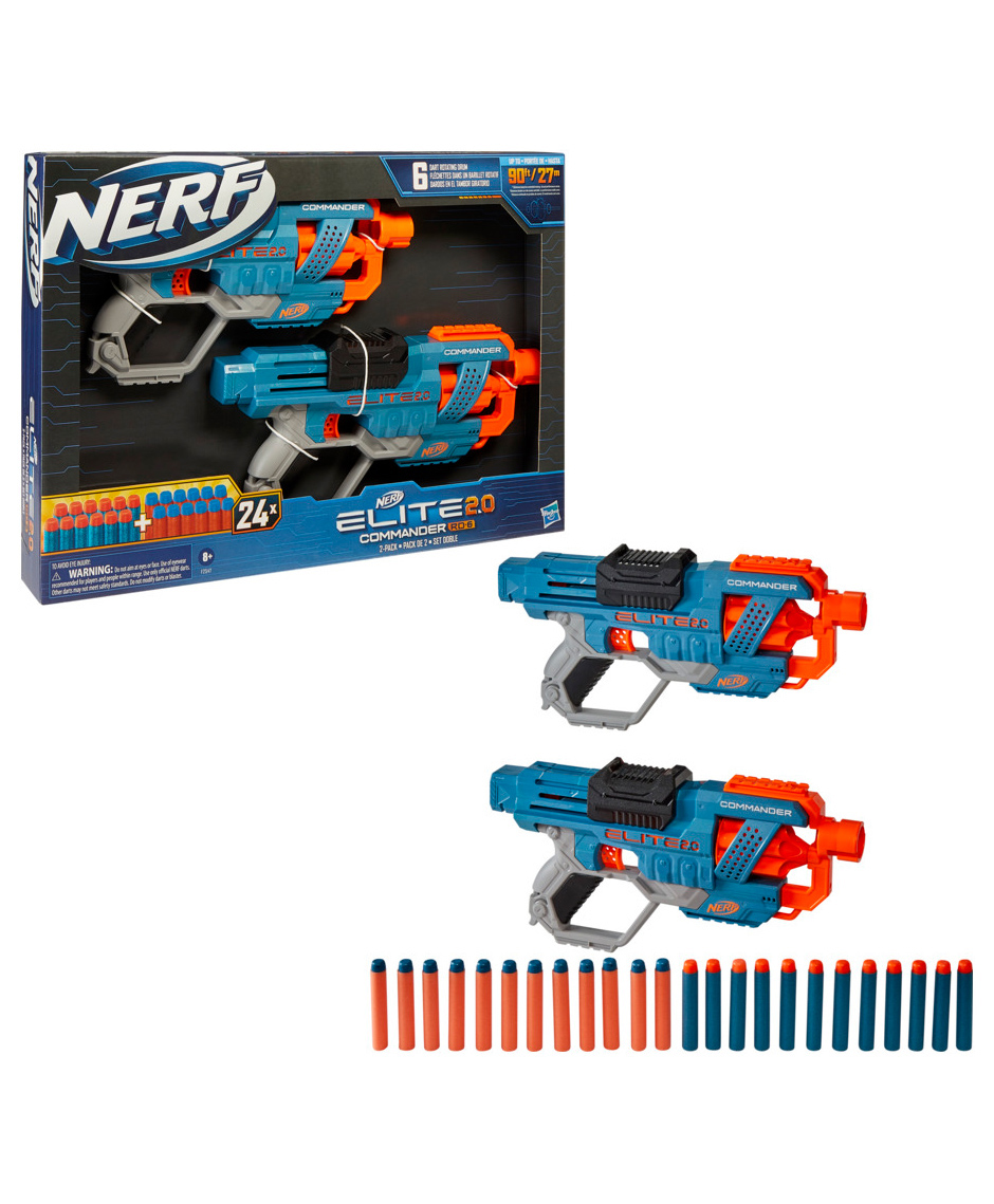 Nerf Elite 2.0 Commander RD 6 2 Blaster Toy Dart Guns with 24 Darts - Blue-picture-17