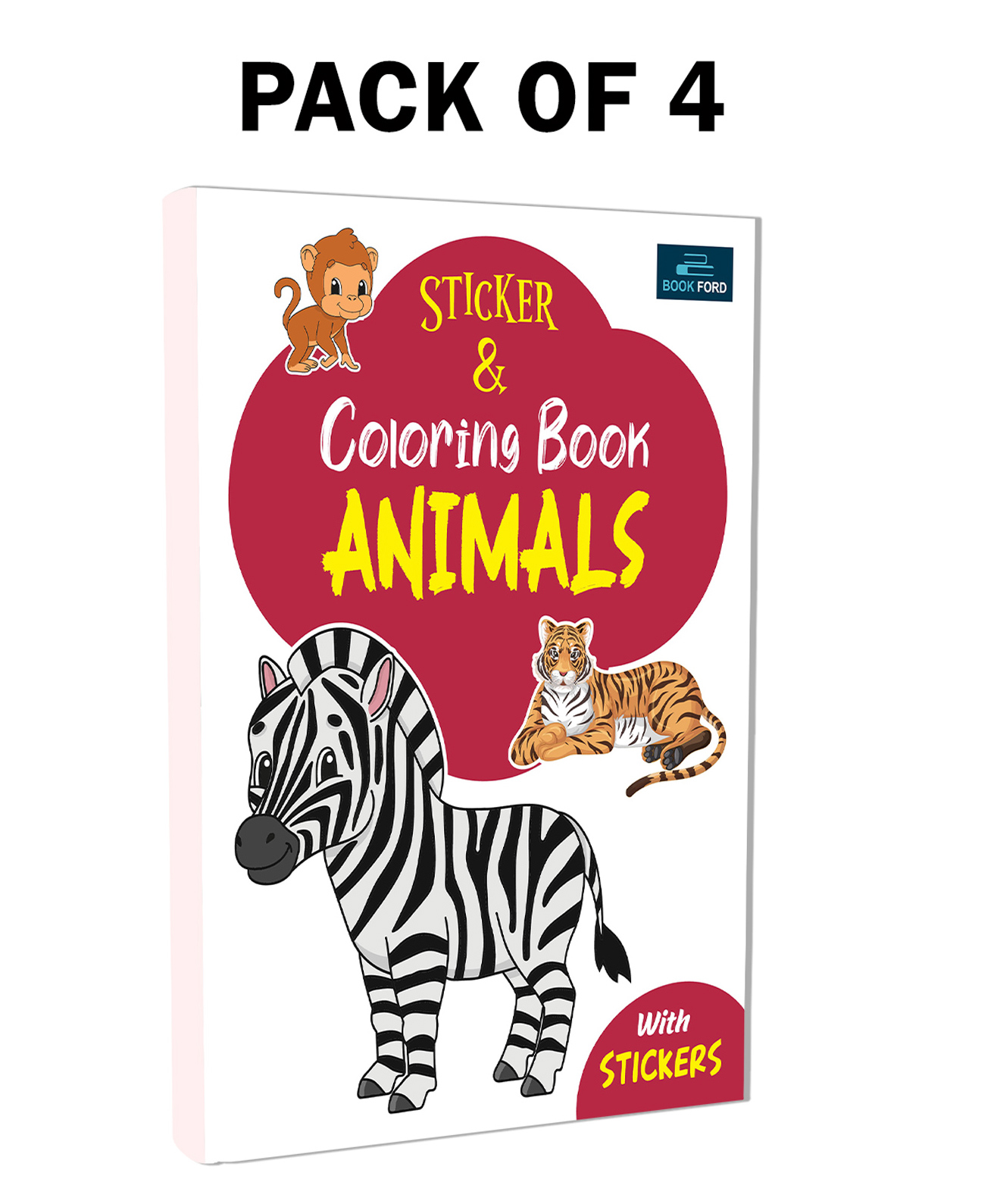 Sticker & Coloring Books Animals Theme Pack Of 4 - English-image-49