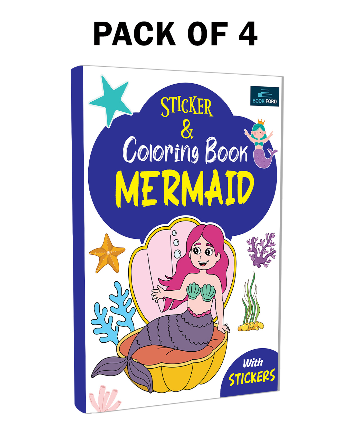 Sticker & Coloring Book Mermaid Theme Pack Of 4 - English-image-36