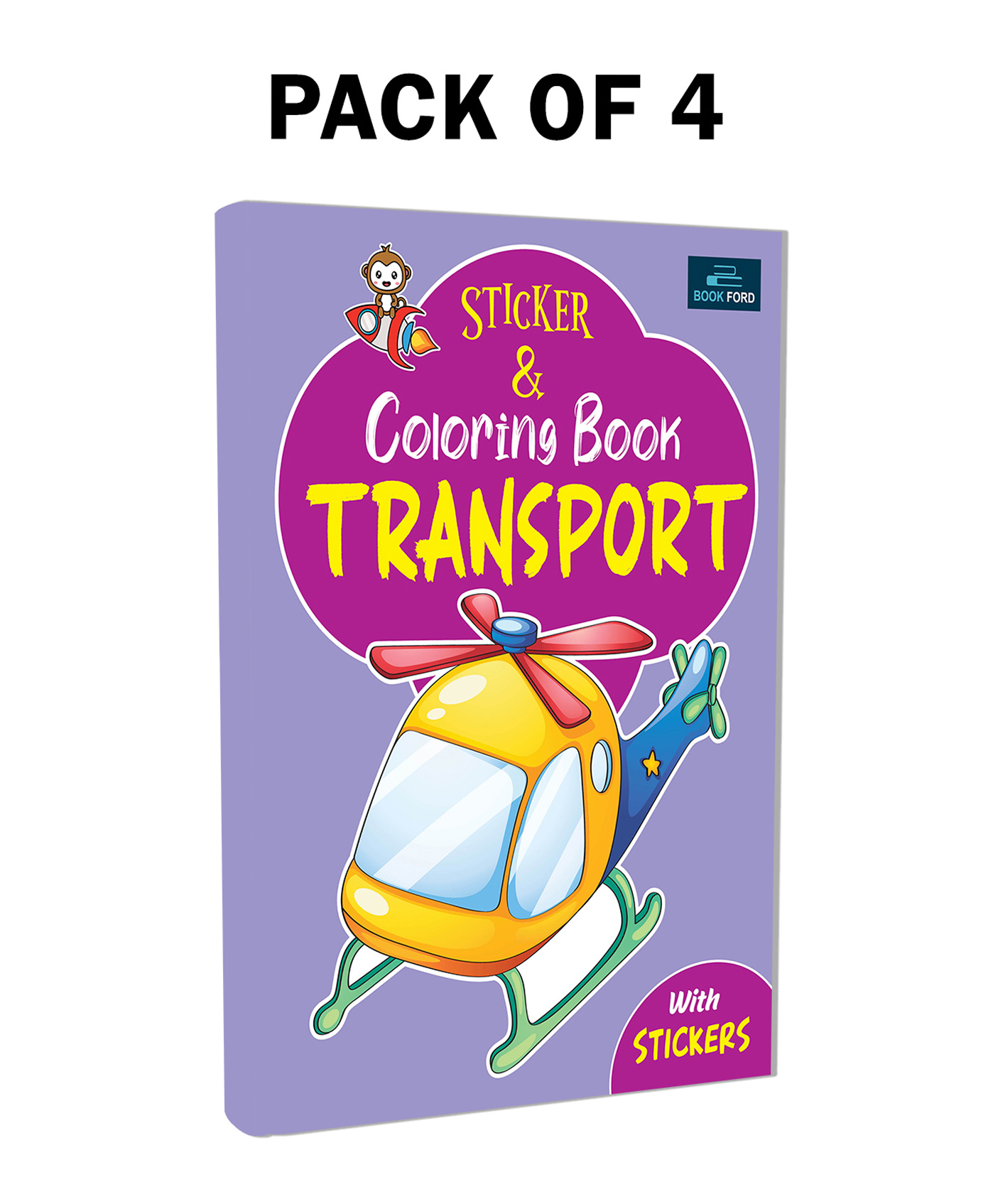 Sticker & Coloring Books Transport Theme Pack Of 4 - English-image-37