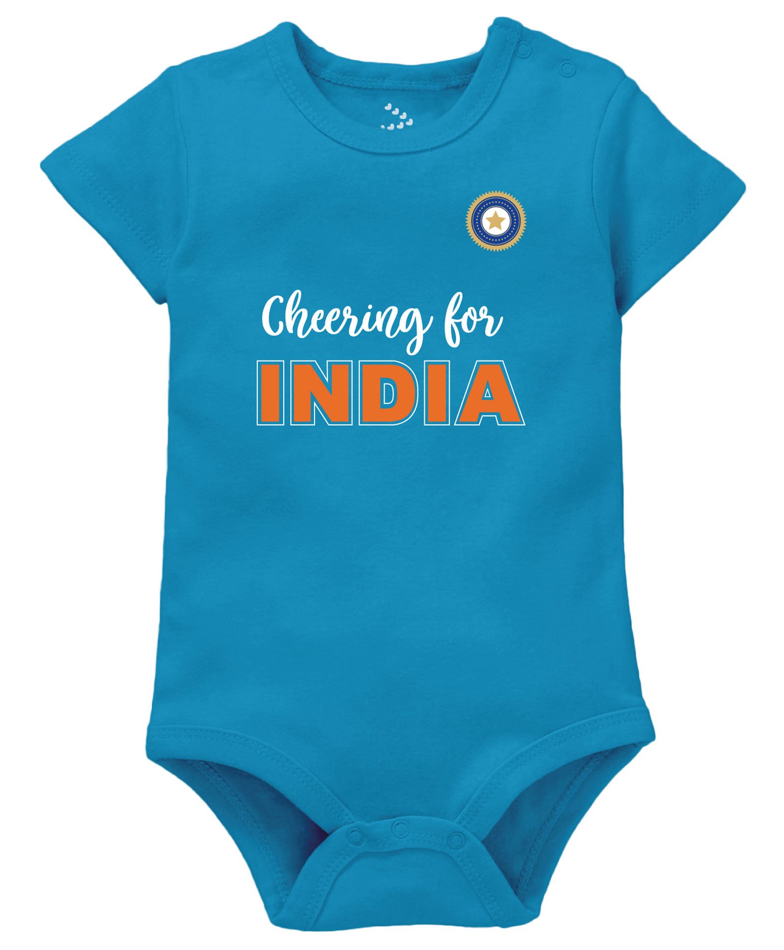 Zeezeezoo Half Sleeves Cricket Theme Cheering For India Printed Onesie - Blue-picture-12