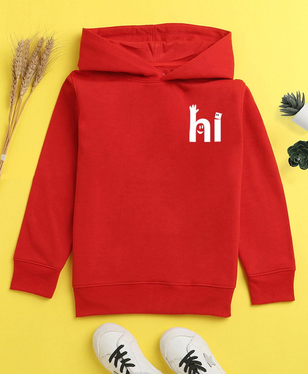 NUSYL Cotton Fleece Unisex Full Sleeves Hi Print Hooded Sweatshirt - Red-picture-28