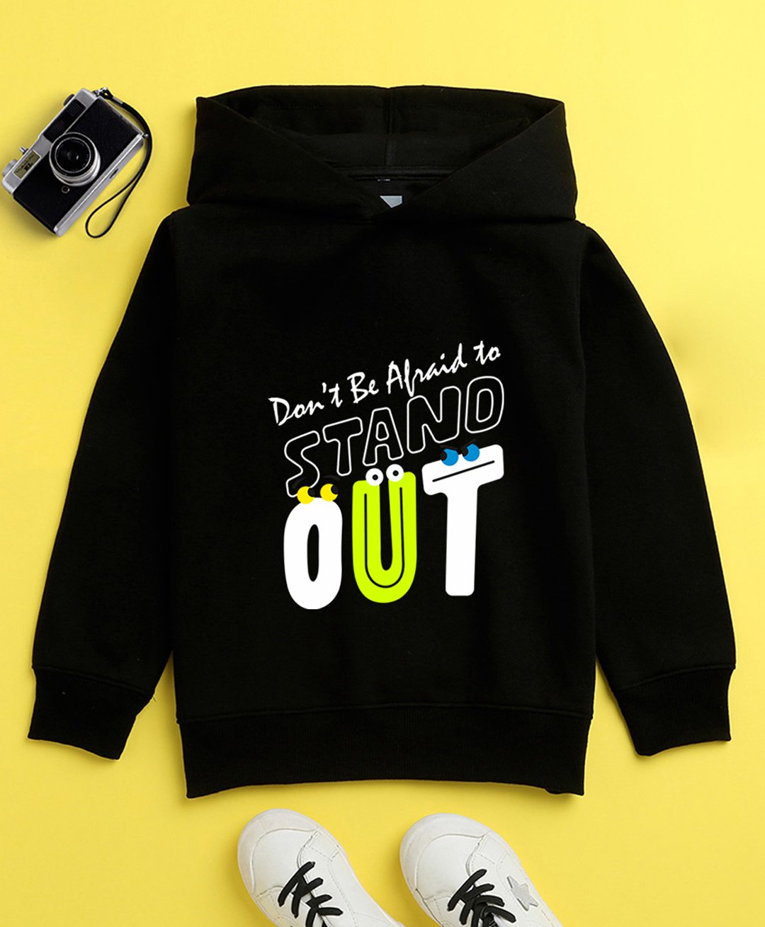 NUSYL Unisex Full Sleeves Stand Out Text Printed Fleece Hoodie Sweatshirt - Black-picture-20