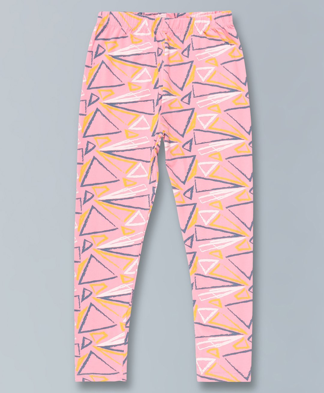 Kiddopanti Cotton Lycra Triangle Printed Legging - Baby Pink-image-44