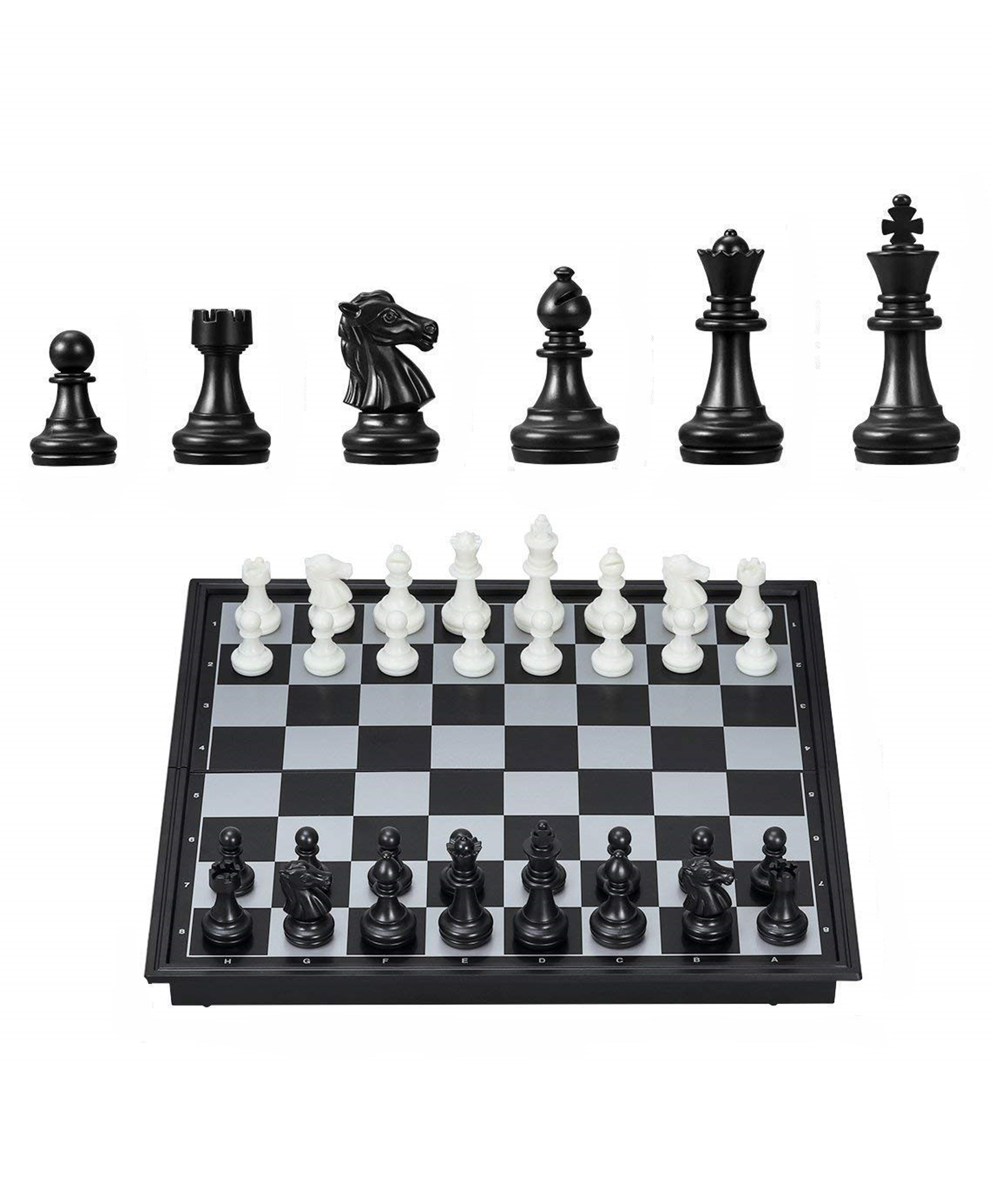 YAMAMA Magnetic Educational Chess Board Set With Folding Chess Board Travel Toys For Kids- Black & White-picture-21