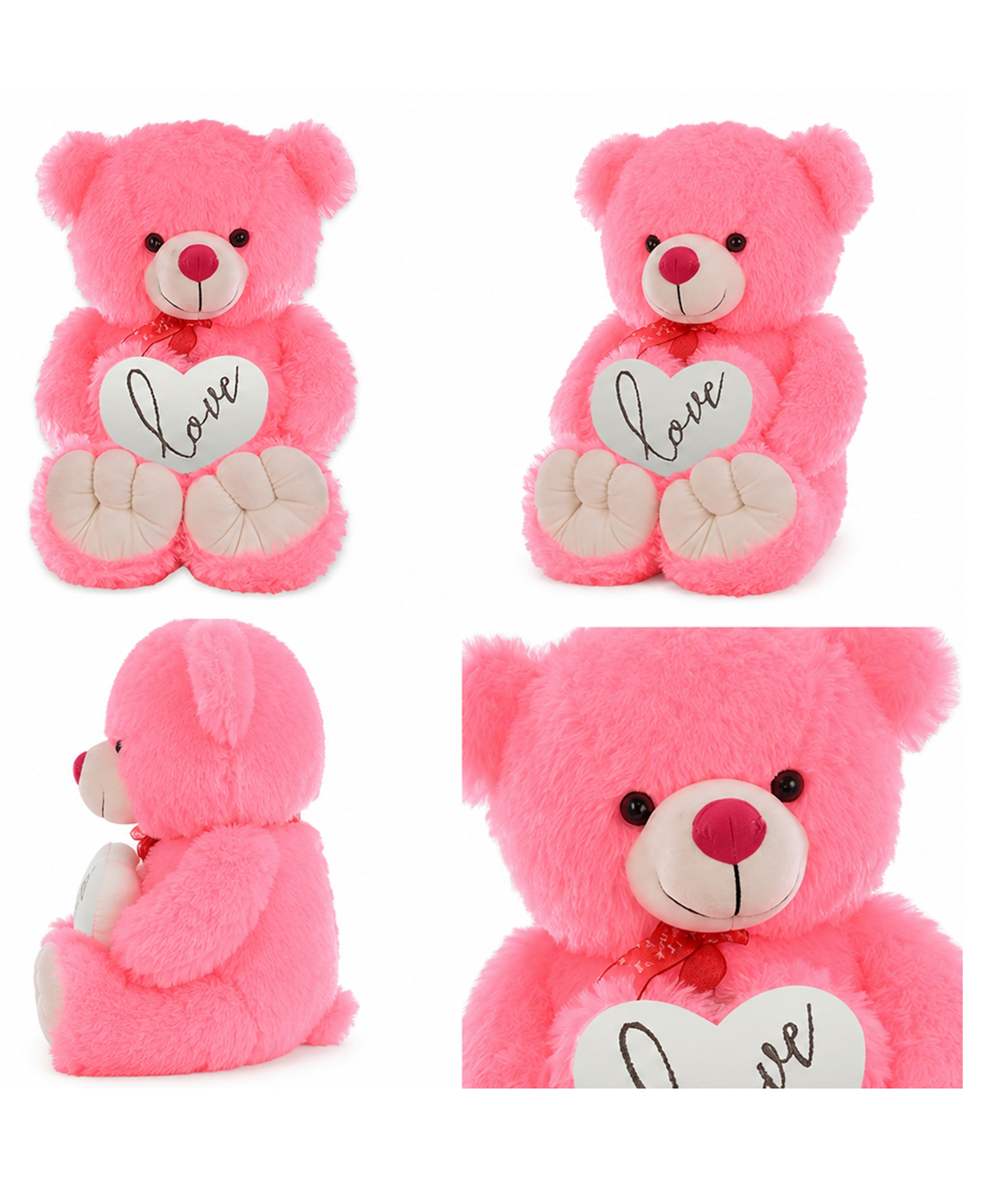 Goldenhub Teddy Bear 60 Cm Standing Different With Heart Pink-image-13