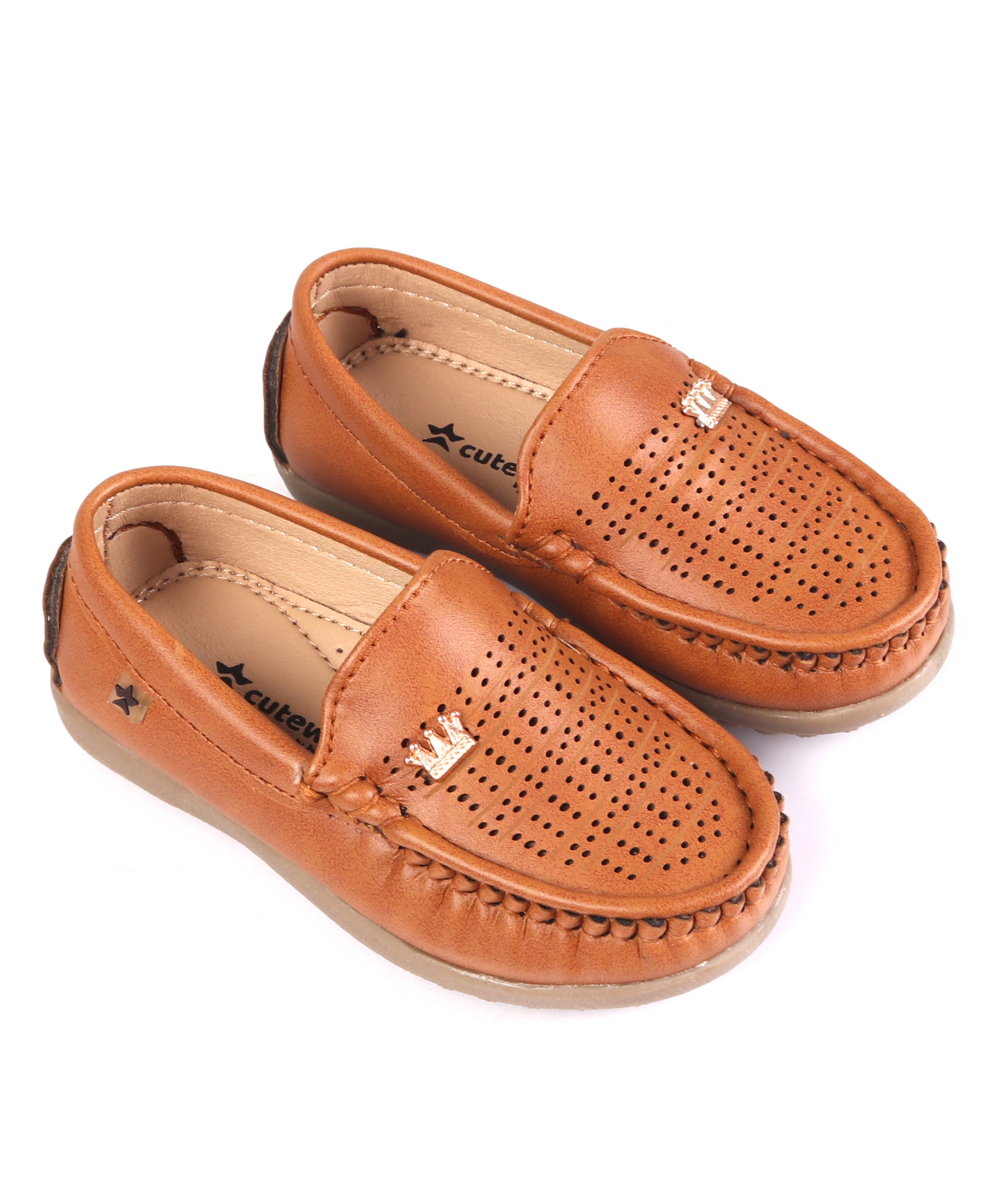 Cute Walk by Babyhug Slip On Formal Shoes with Crown Applique - Brown-picture-13